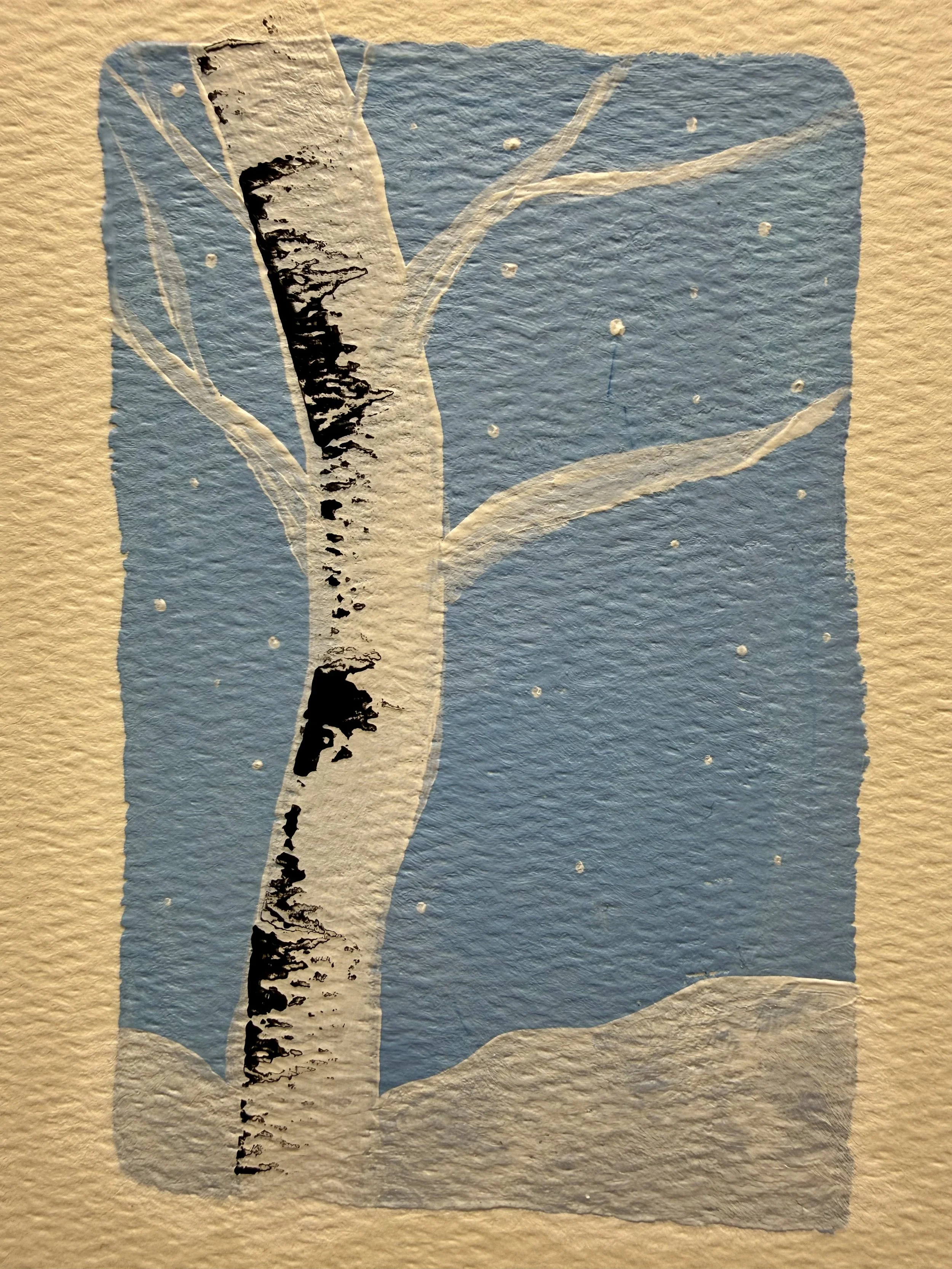 SNOWY BIRCH TREE #1 / Hand-Painted Acrylic Greeting Card / 4x6" / $6 / Coming Soon to Milton Artists' Guild in Milton, VT