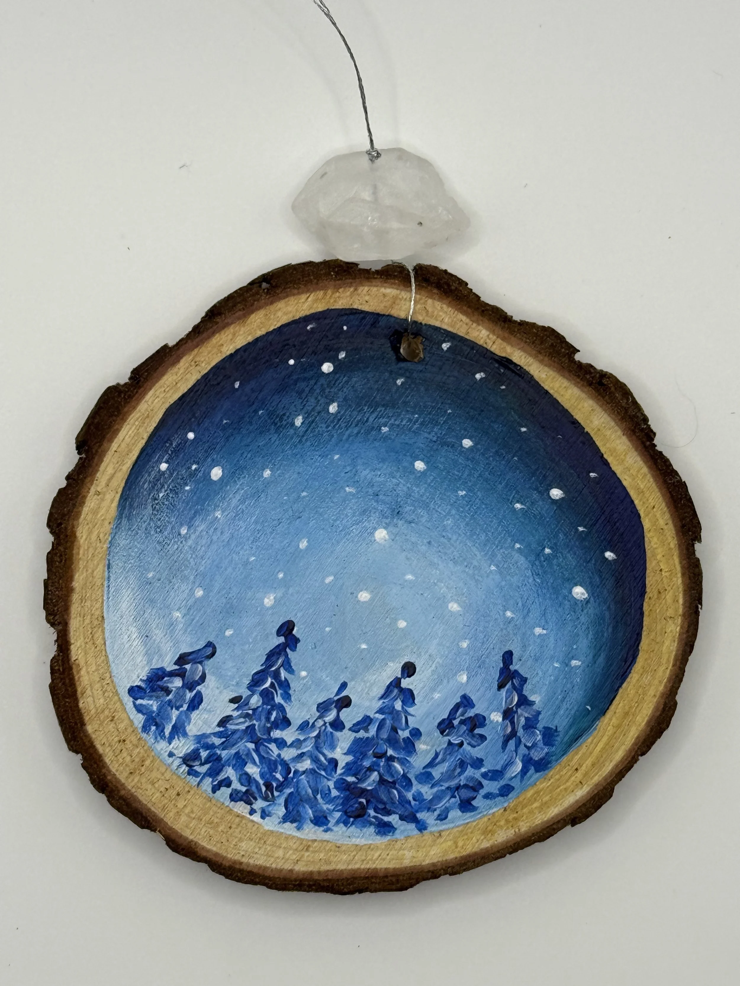SNOWY SKY / Acrylic Wood Ornament / 3x3" / Commissions+Recreations: $15