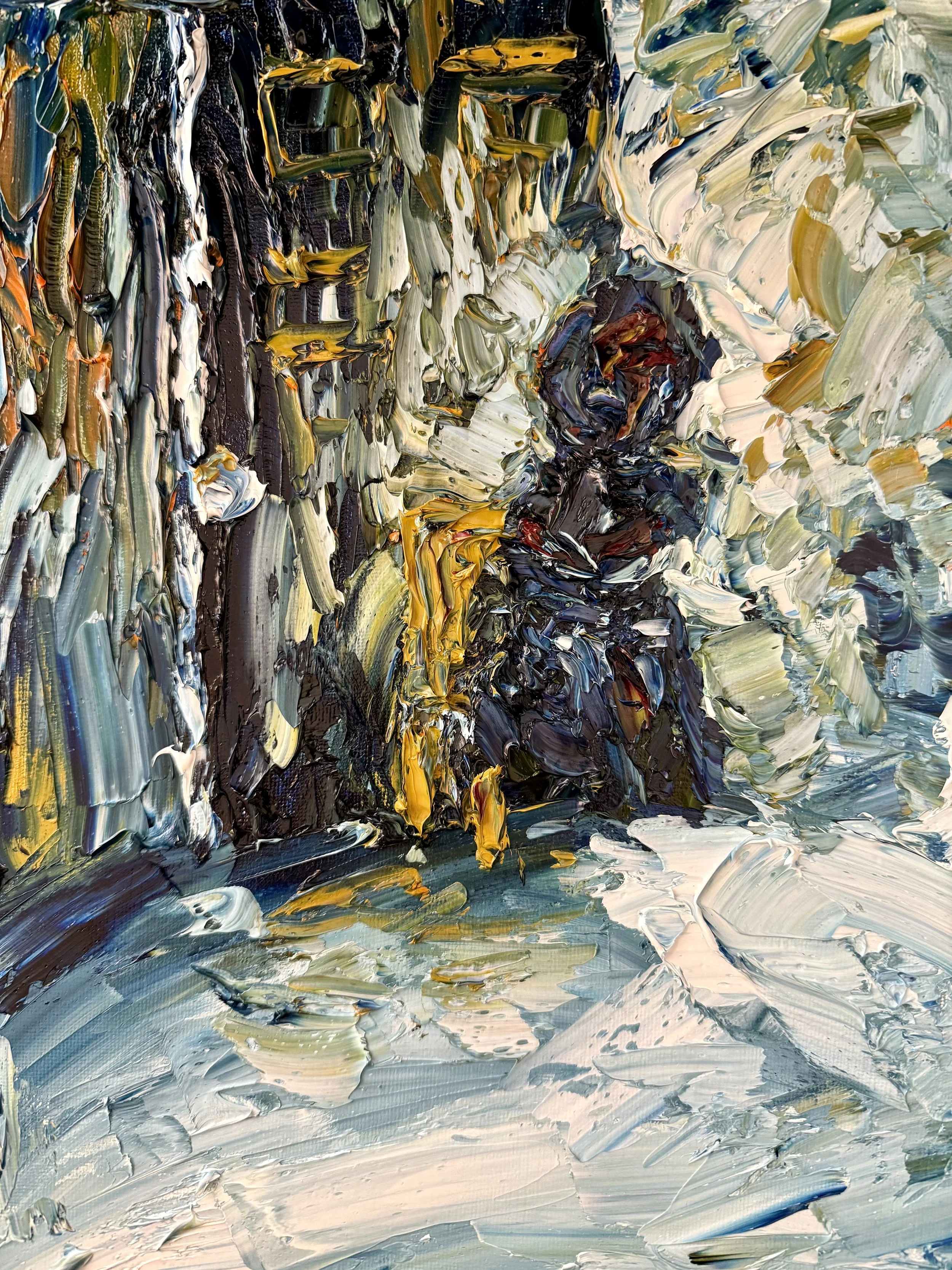 SOMEONE SITTING IN A CHAIR, AND A DOOR / Oil on Canvas / Commissions + Recreations: $200-$600
