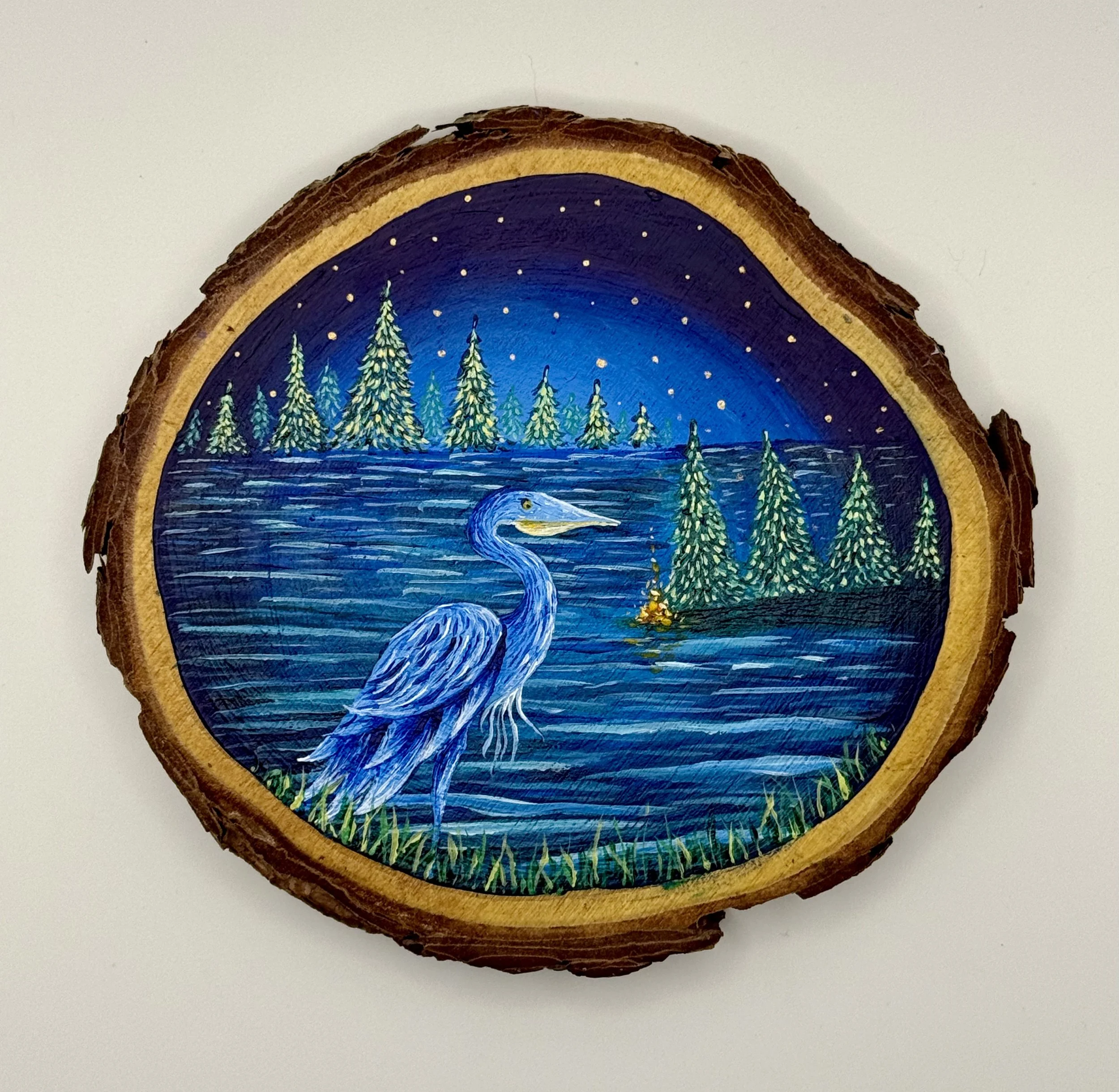 GREAT BLUE HERON / Acrylic on Wood / 5x5" / $55 / Coming Soon to Milton Artists' Guild in Milton, VT