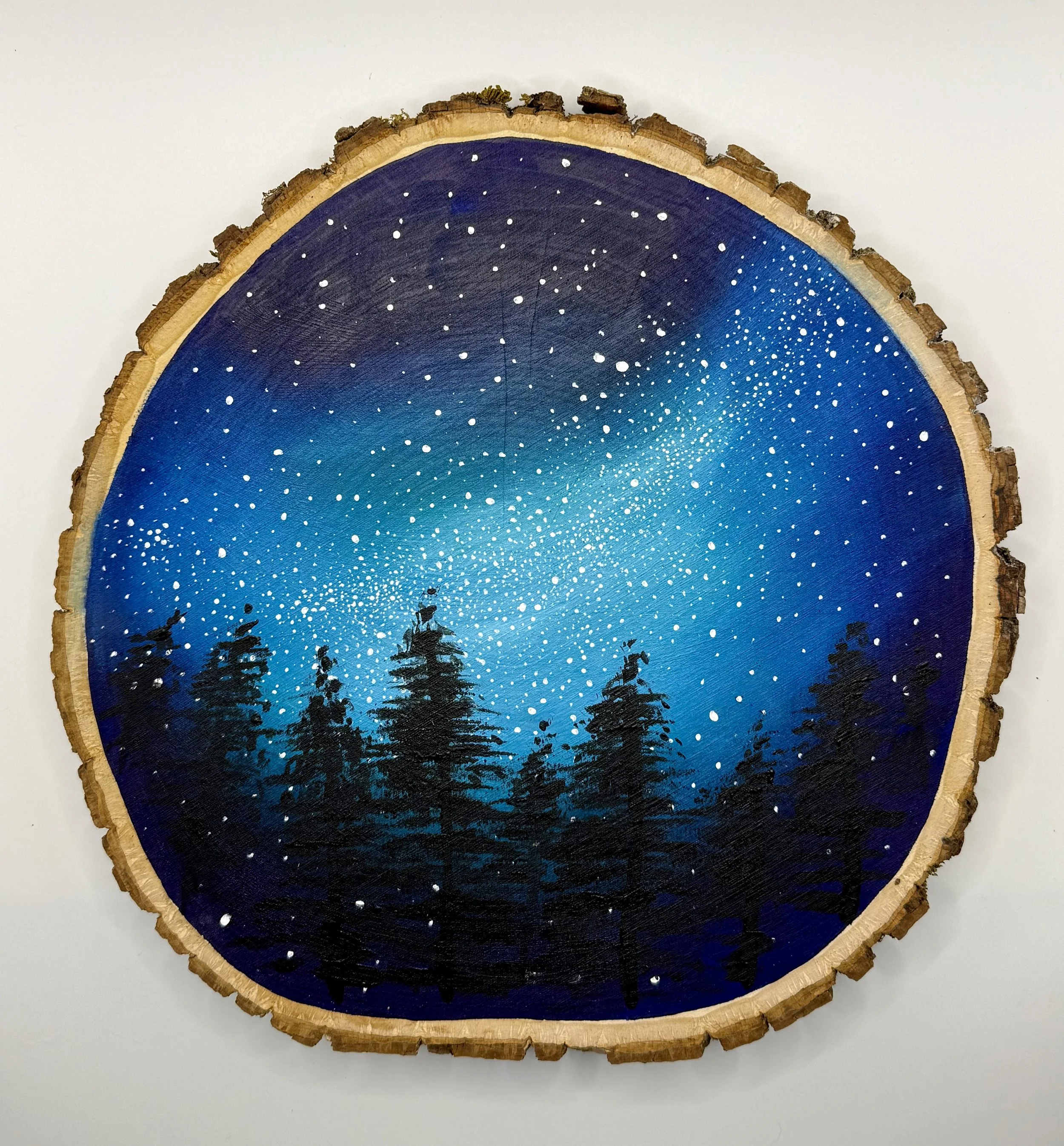 MILKY WAY IN BLUE / Acrylic on Wood / 9x10" / $225 (w/ display easel) / Available at Milton Artists' Guild