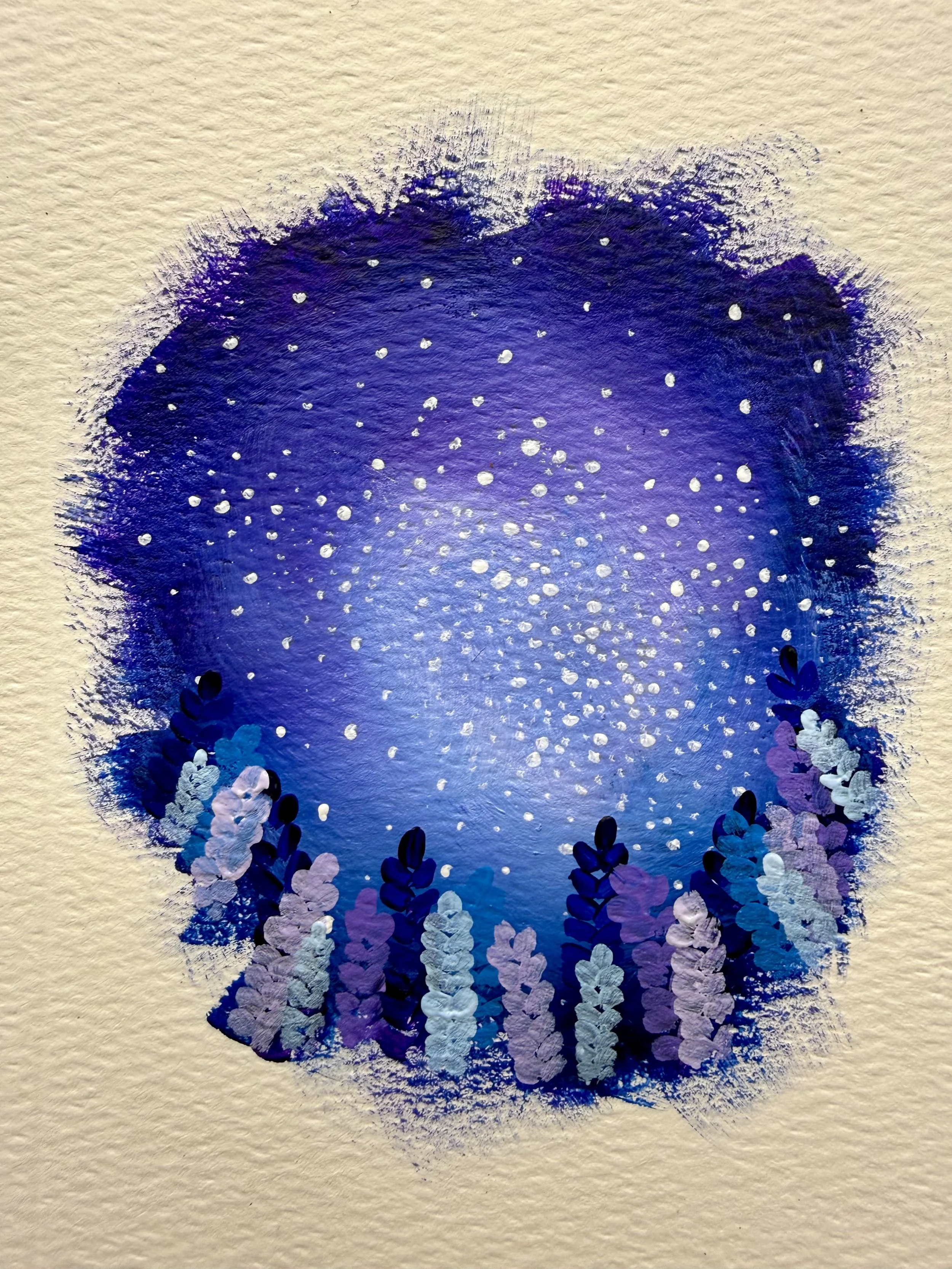 VIOLET MILKY WAY FLOWERS #1 / Hand-Painted Acrylic Greeting Card / 4x6" / $6 / Coming Soon to Milton Artists' Guild in Milton, VT