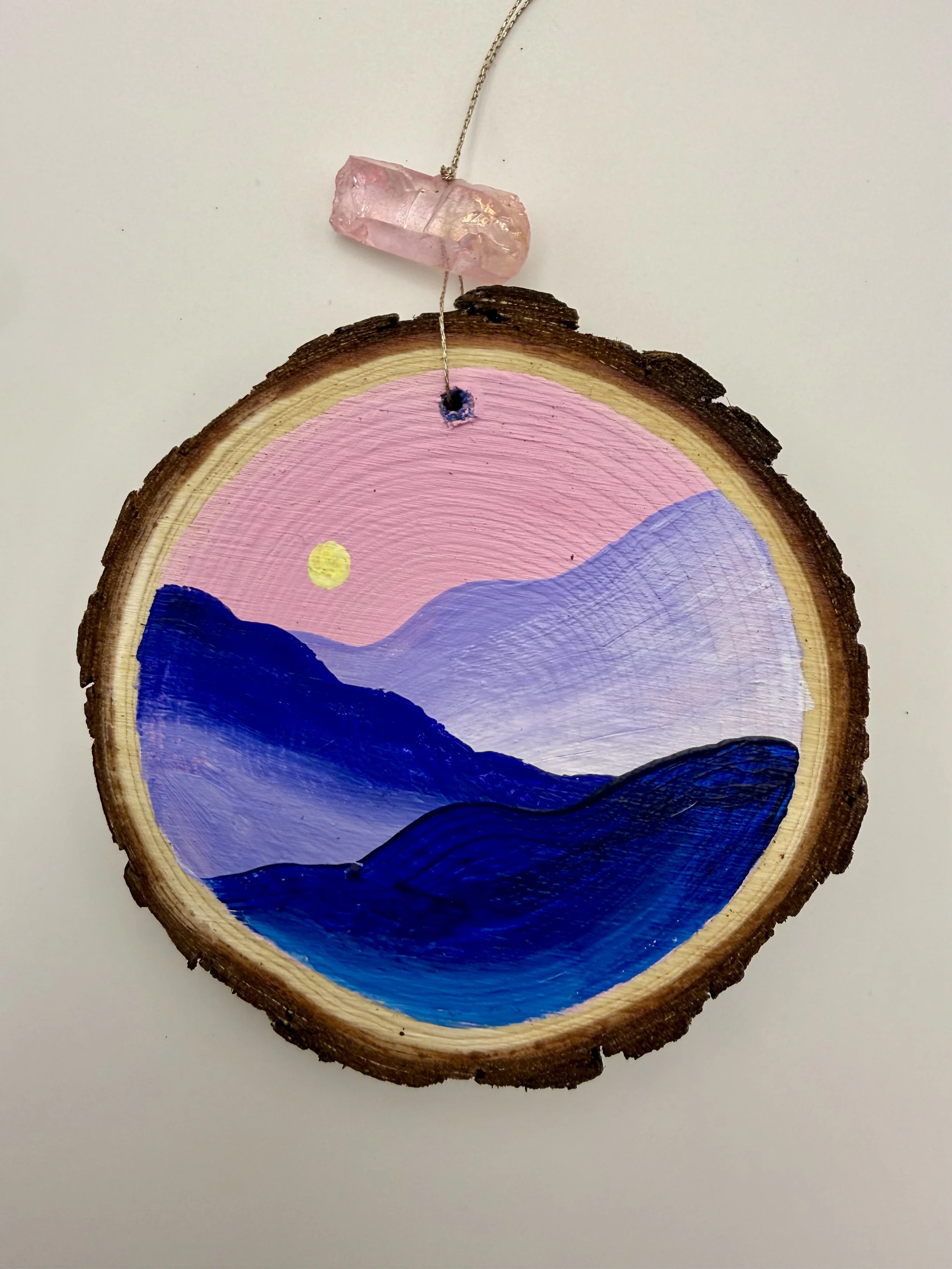 MISTY MOUNTAINS # 1 / Hand-Painted Acrylic Wood Holiday Ornament / 3x3" / $12 / Available at Milton Artists' Guild in Milton, VT