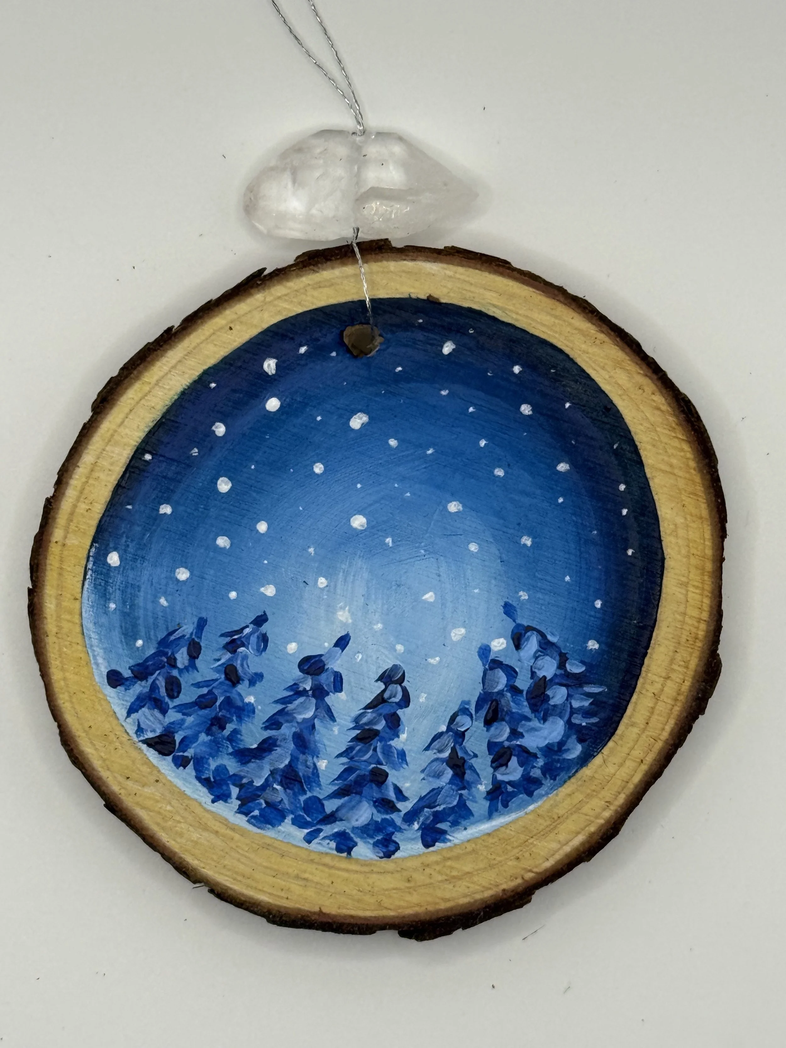 SNOWY SKY / Acrylic Wood Ornament / 3x3" / $12 / Available at Milton Artists' Guild in Milton, VT