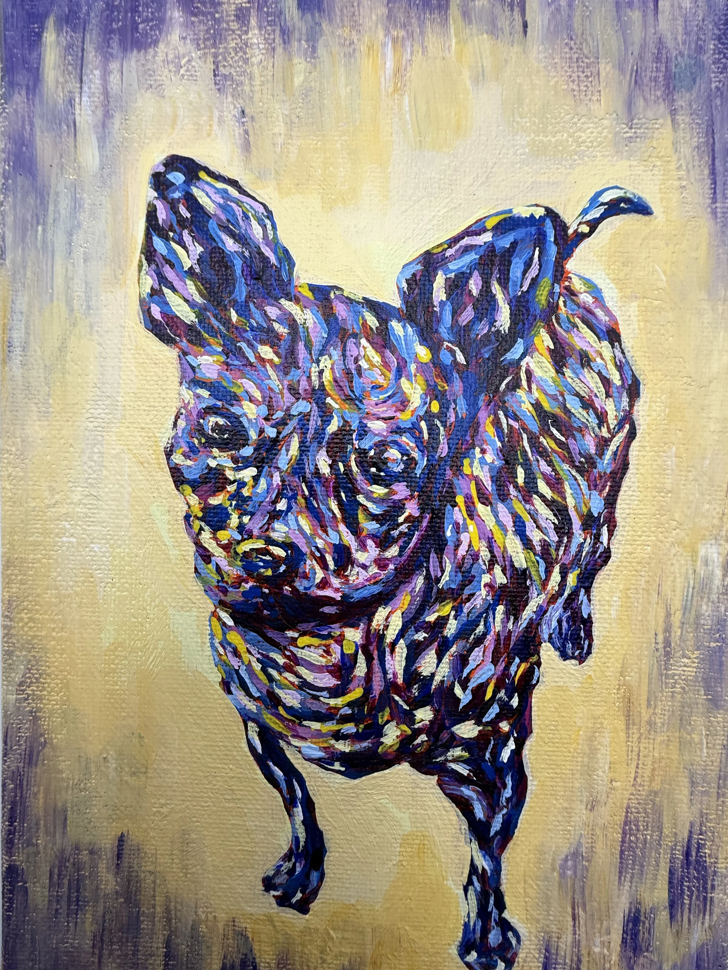CARA: EXPRESSIONIST PET PORTRAIT / Acrylic on Canvas / 6x8" / Small Expressionist Pet Portrait Commissions: $60