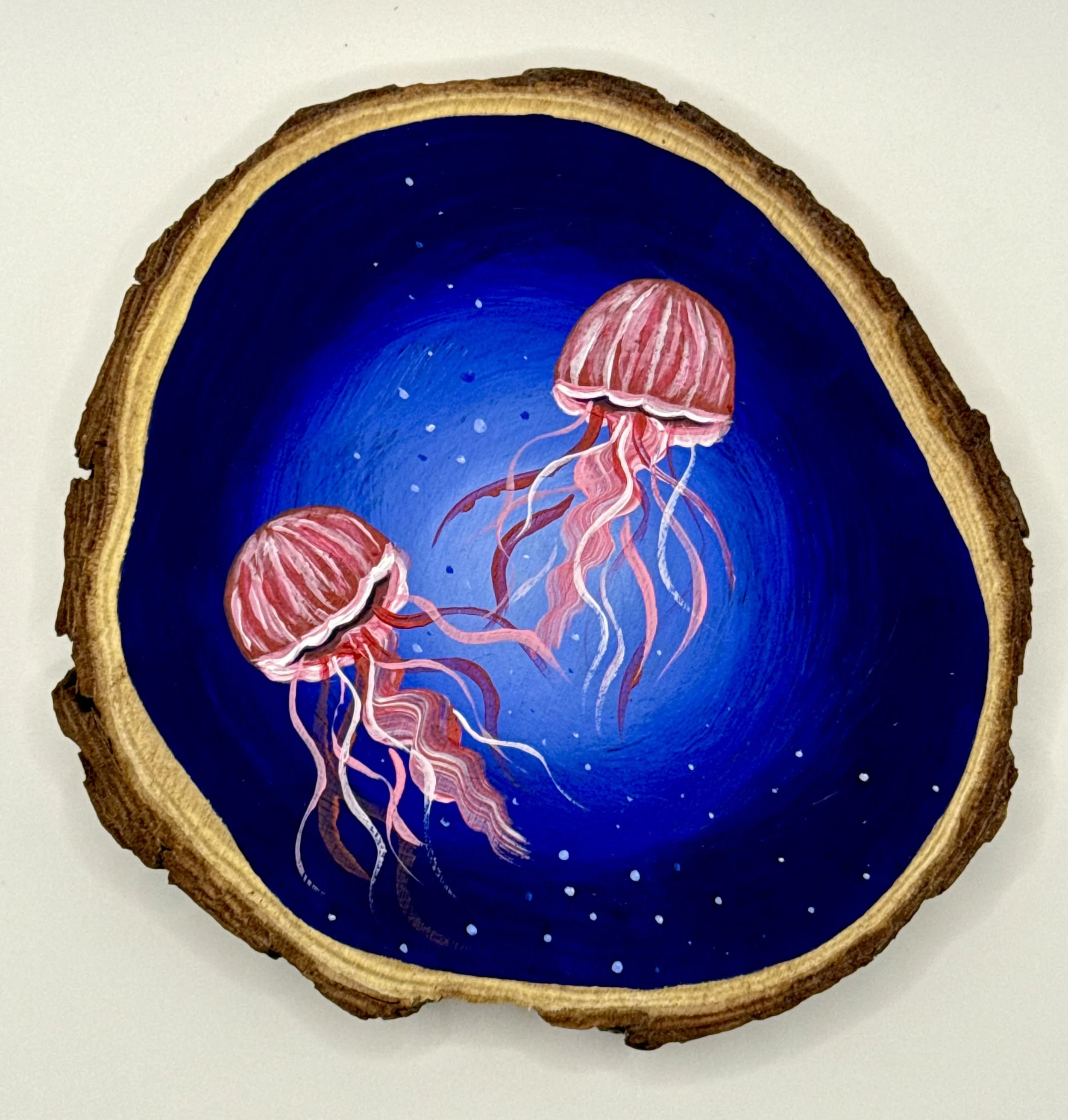 JELLYFISH / Acrylic on Wood / 5x5" / Commissions+Recreations (4-6"): $75-$100 (w/ display easel)