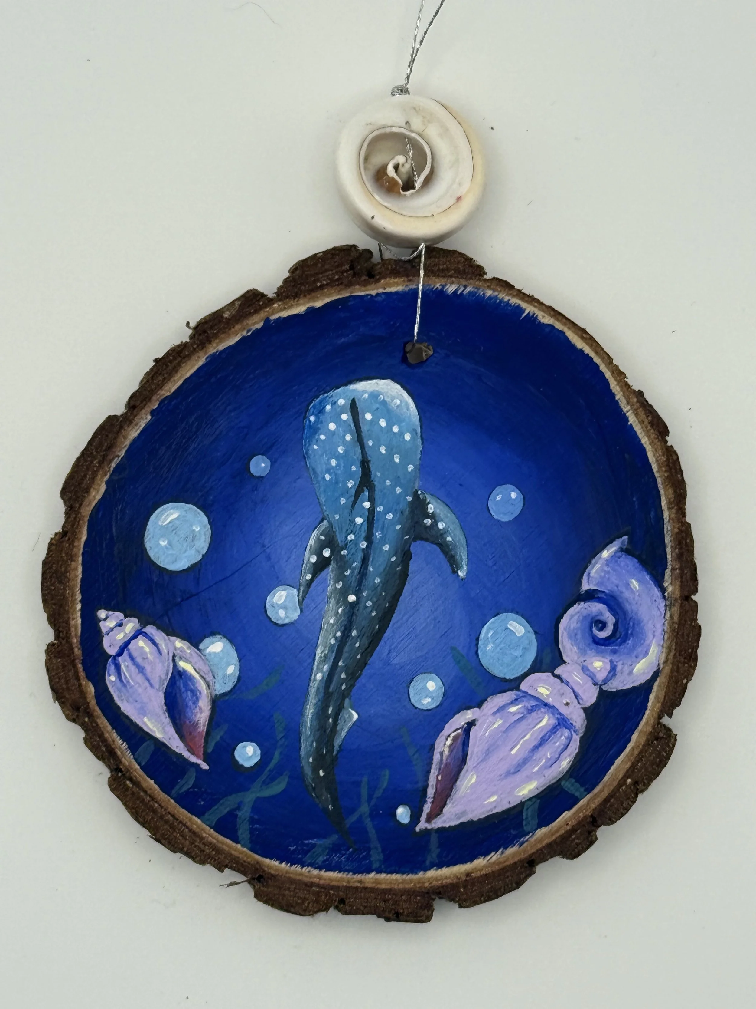 Whale Shark and Shells Ornament
Acrylic on Wood
3 inches
Available for Sale at Practical Magick, Essex Junction VT
Commissions/Recreations: $55