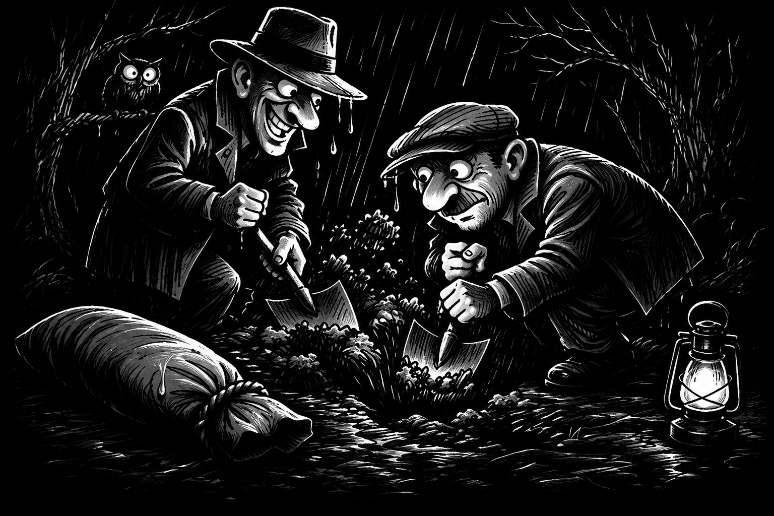 Drei Männer im Wald