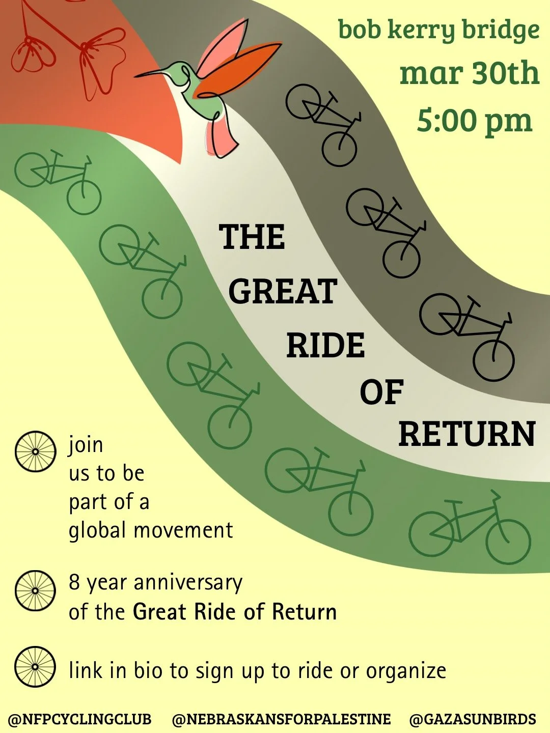 Nebraskans For Palestine Cycling Club "The Great Ride of Return"
