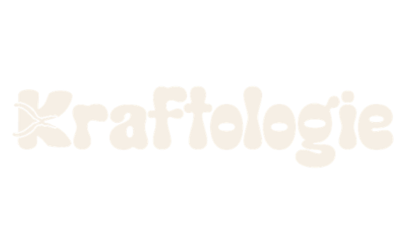 Black background with the blue text 'Kraftologie' and a blue abstract design resembling a plant or flower to the left of the text.
