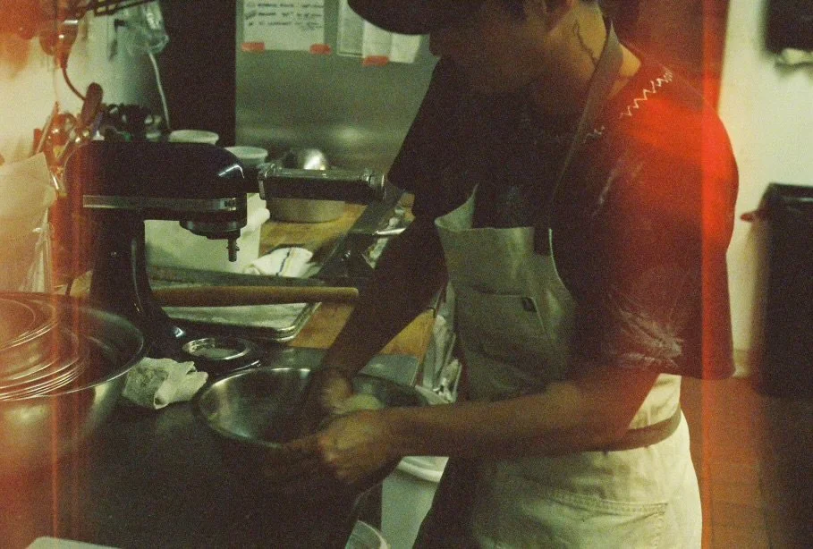 Chef Krem preparing pierogi.