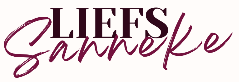 Tekst dat zegt: 'Liefs Sannieke' in paarse en zwarte letters.