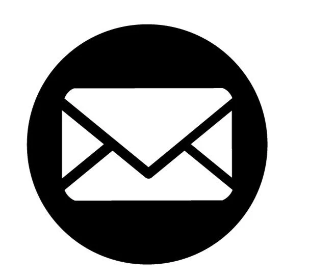 Icon of an envelope inside a black circle, representing email or messaging.