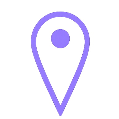 Purple location marker icon with a circle inside it