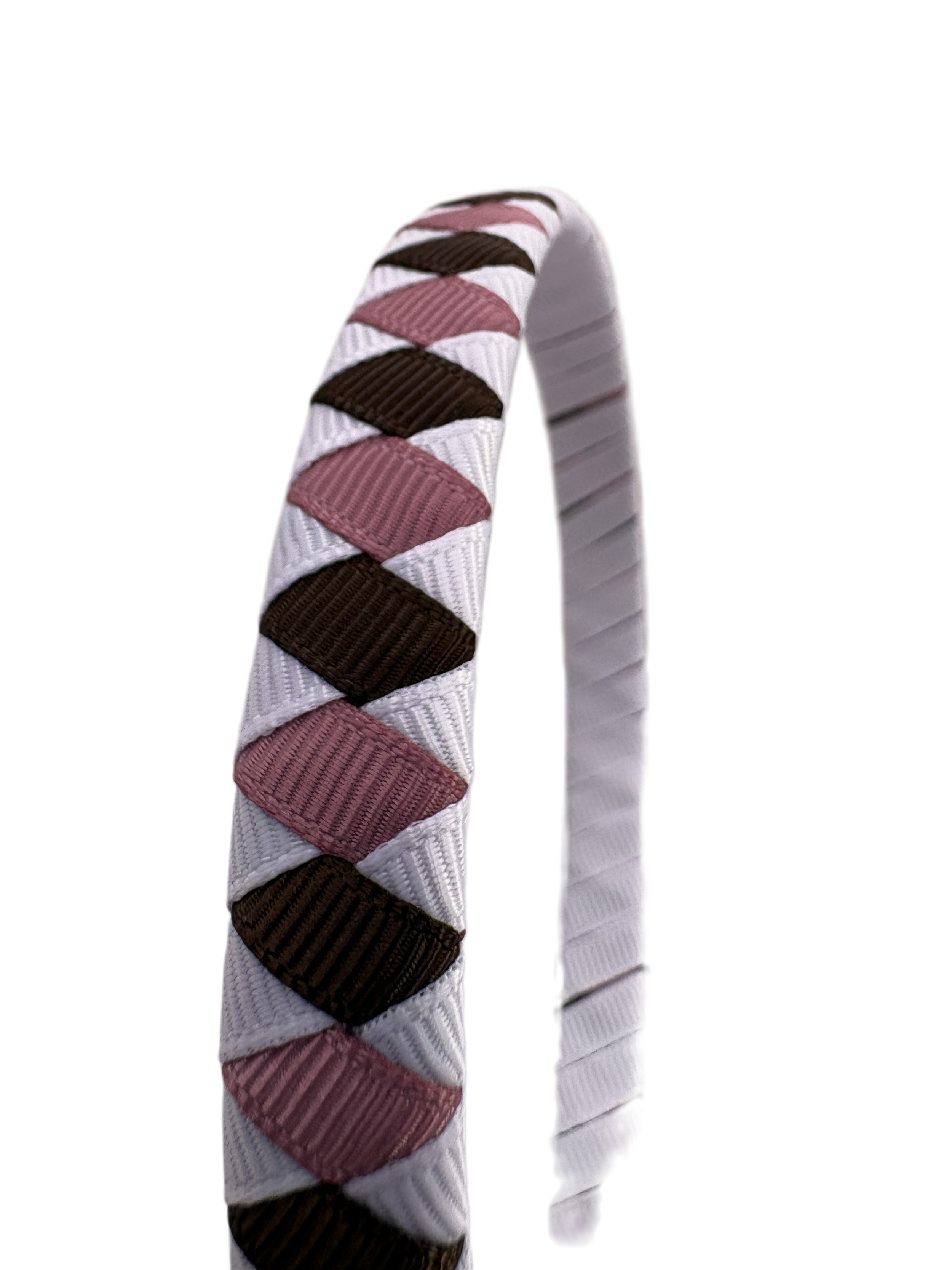 Pink and Brown Diamond Woven Headband