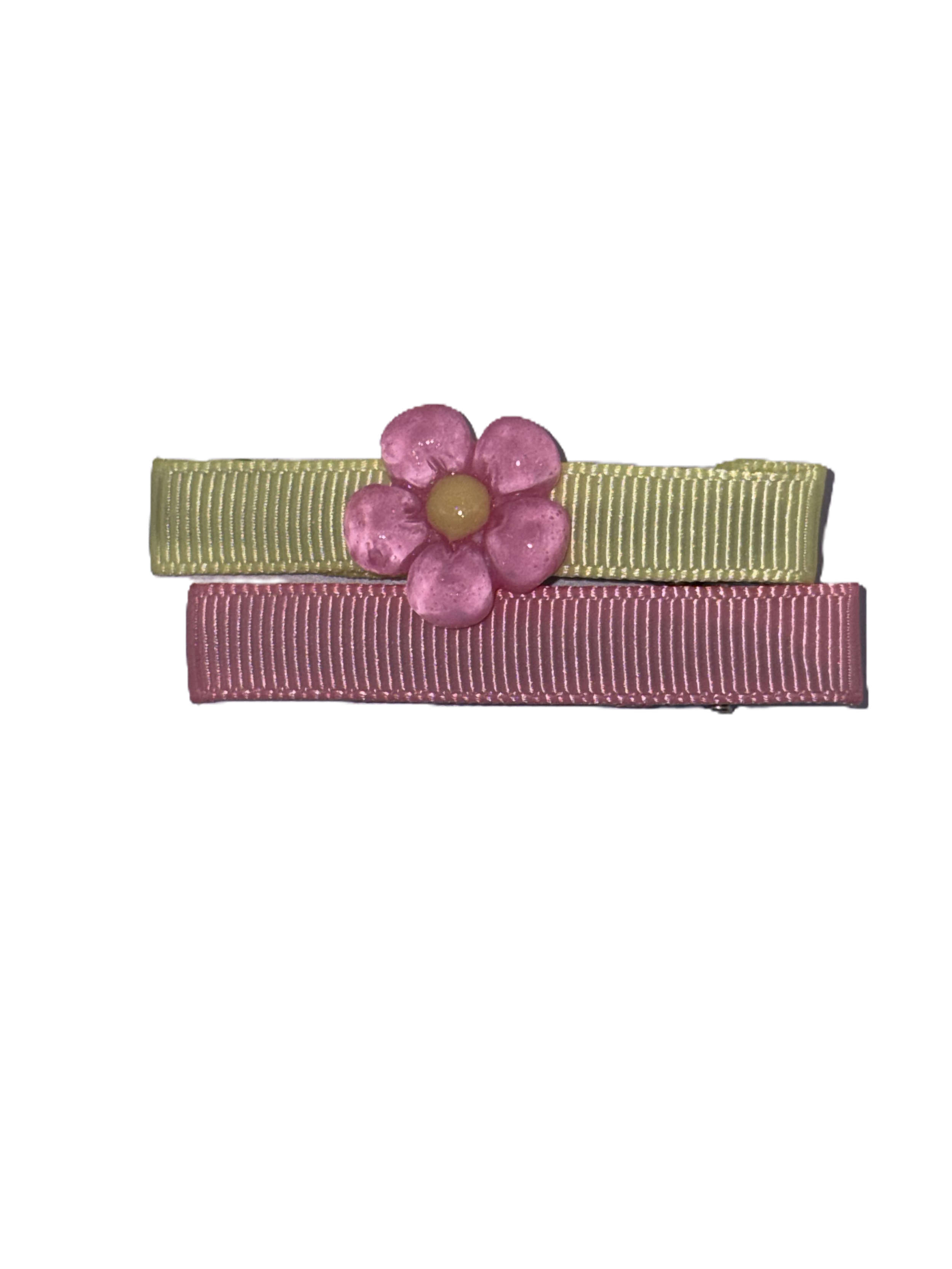 Floral Charm Ribbon Hair Clips Set