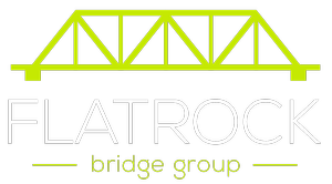 Logo for FlatRock Bridge Group featuring a stylized green bridge graphic and the company name in white and green text.
