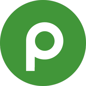 Green circular logo with a white lowercase letter 'p' in the center.
