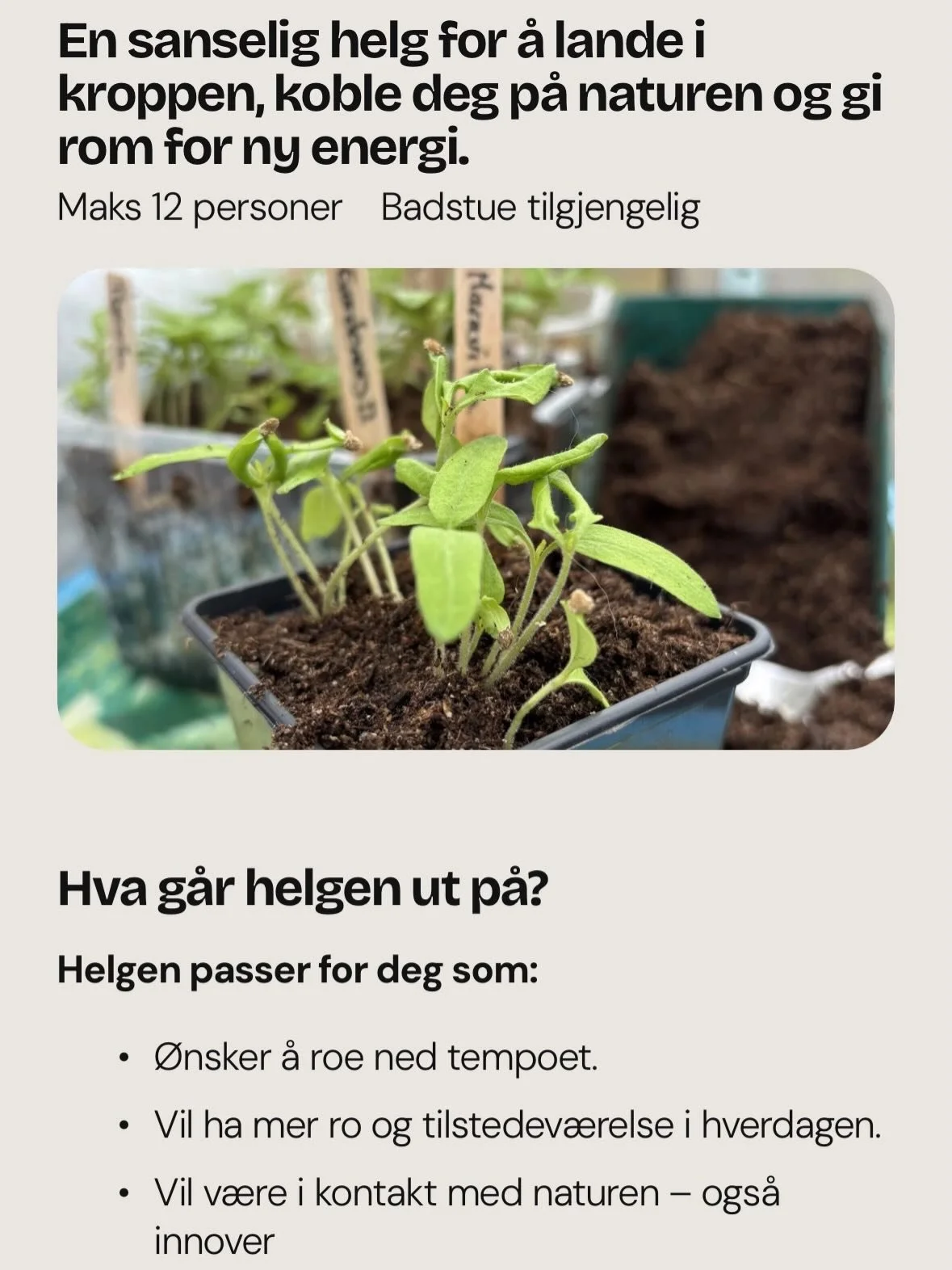 Jeg og @sjelehagen arrangerer retreat med meditativ dyrking &amp; yoga siste helgen i mai!
Lenke i bio 🌱🧘🌱