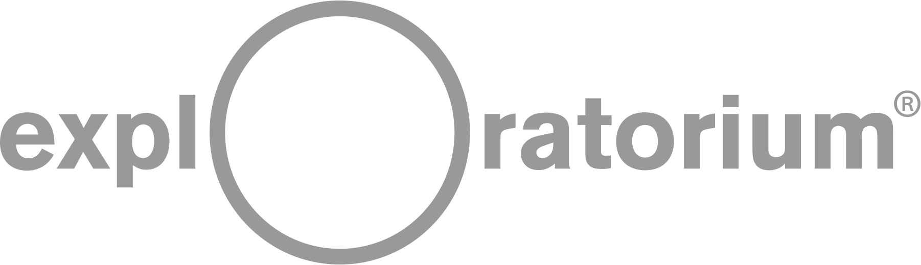 Logo with the word 'exploratorium' and a large black circle replacing the letter 'O'