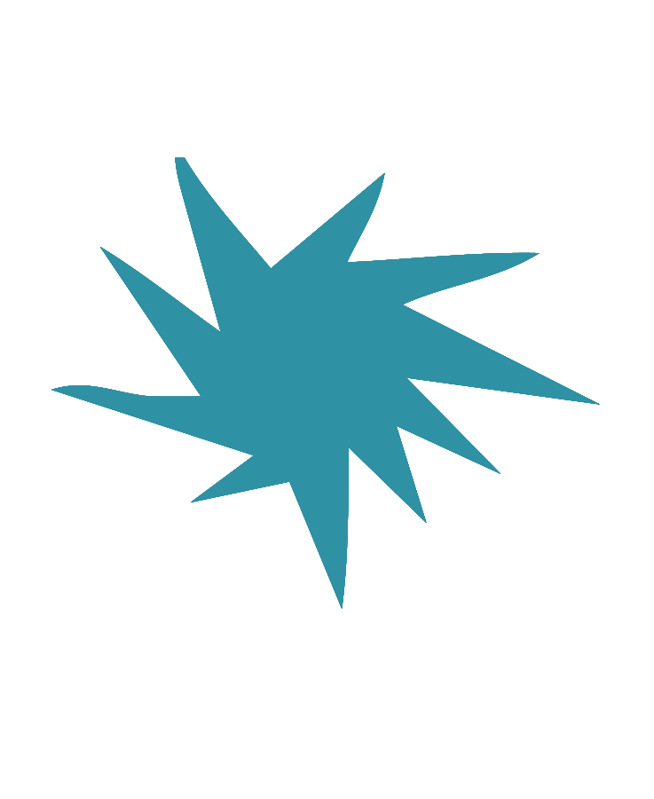 Blue starburst graphic with a black background and white text that says "Explosion"