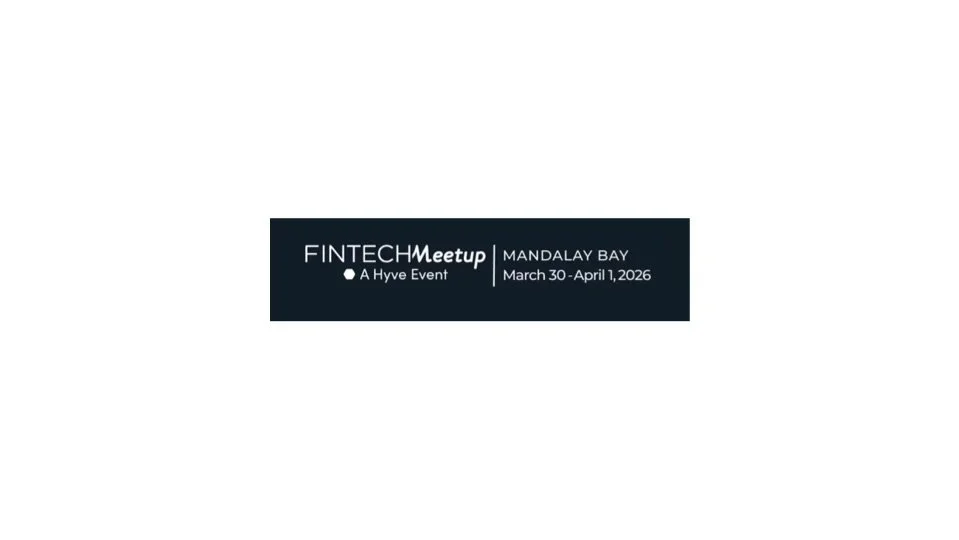 Event banner for Fintech meetup at Mandalay Bay from March 30 to April 1, 2026.