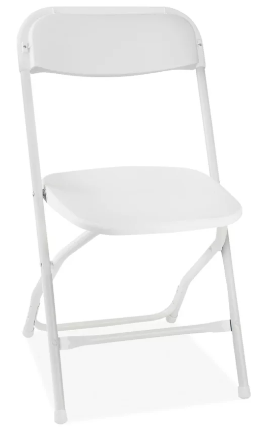 White plastic folding chairs