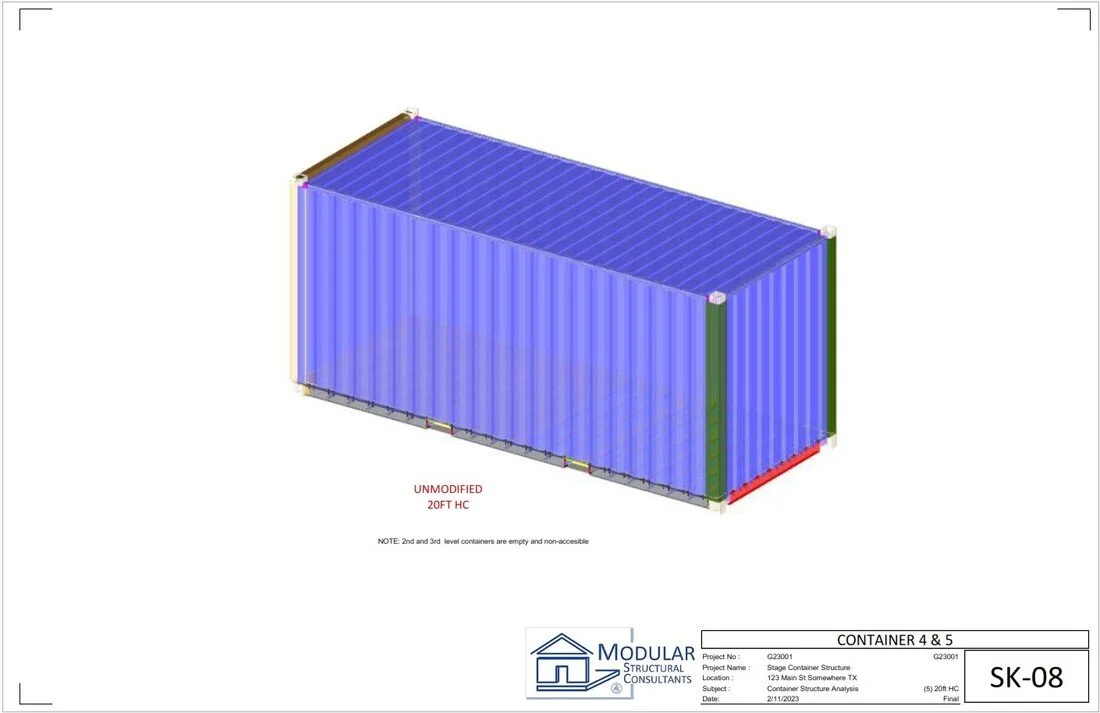 Baseline Container Condition (SK-08) - Reference model of unmodified container used to establish baseline structural behavior for comparison against modified conditions.