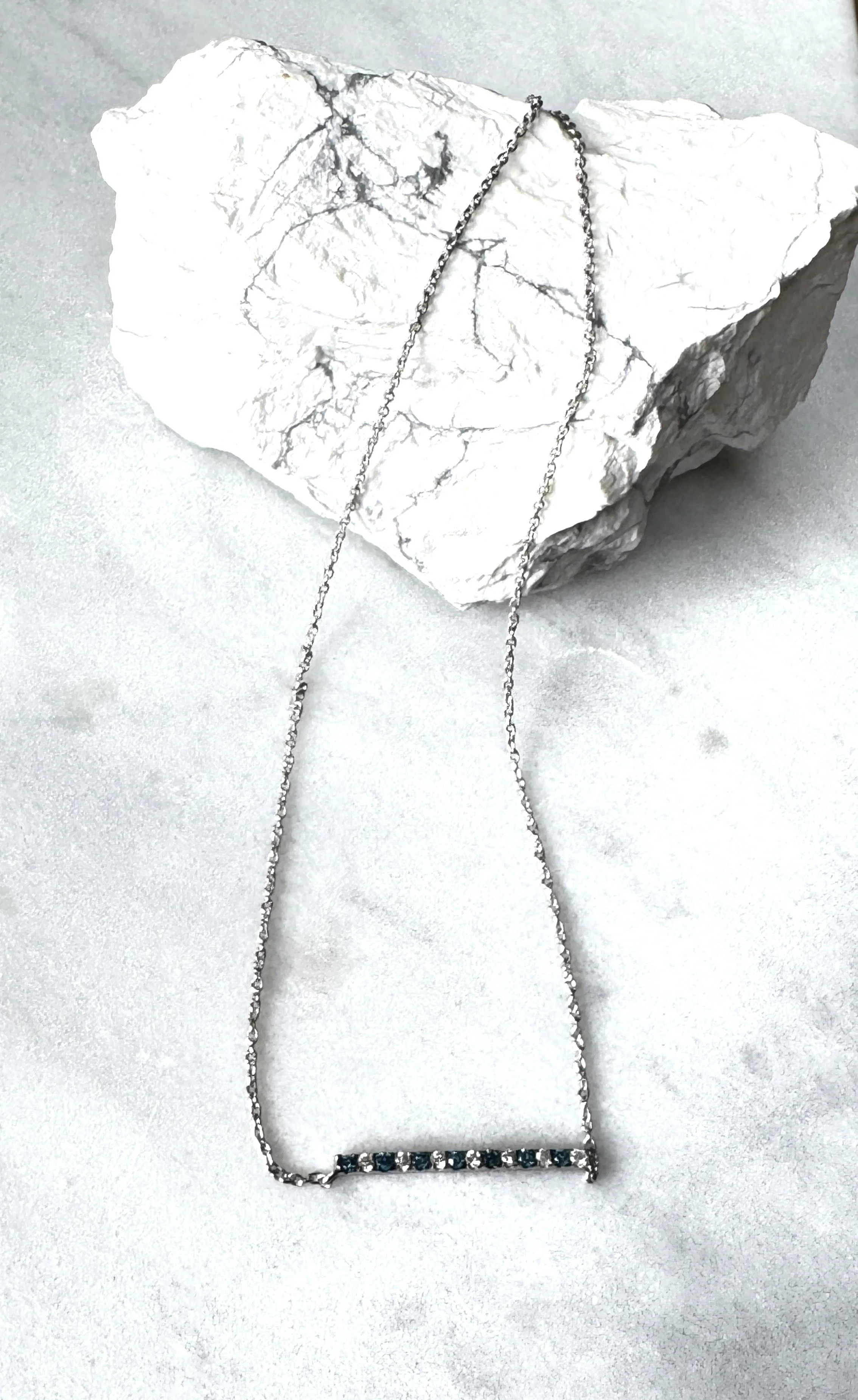 Chain 14k  and Sapphire Pendant and Diamond 0.14 CT