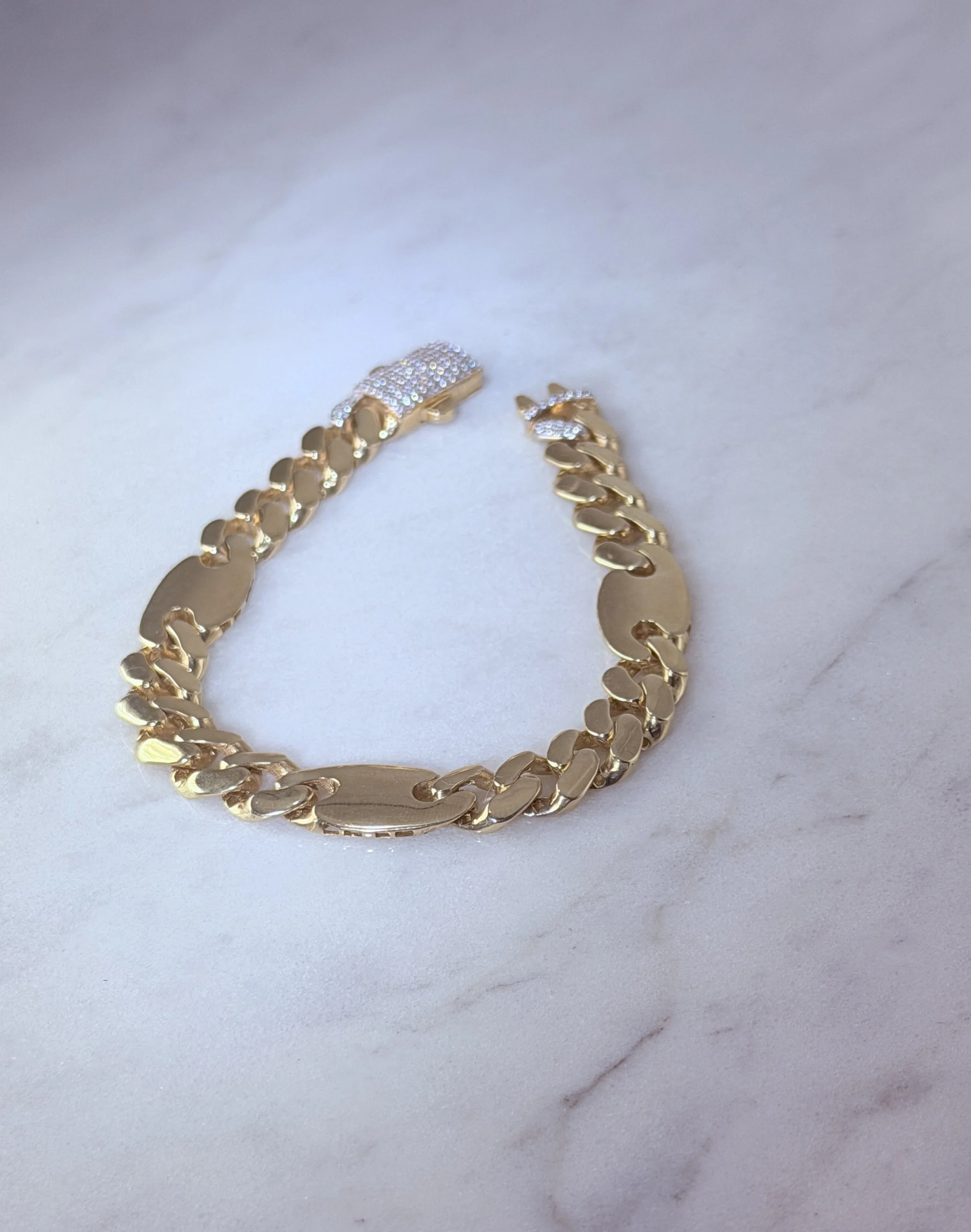 bracelet Cuban oval inter mediate gold design $3992 #35 2.JPG