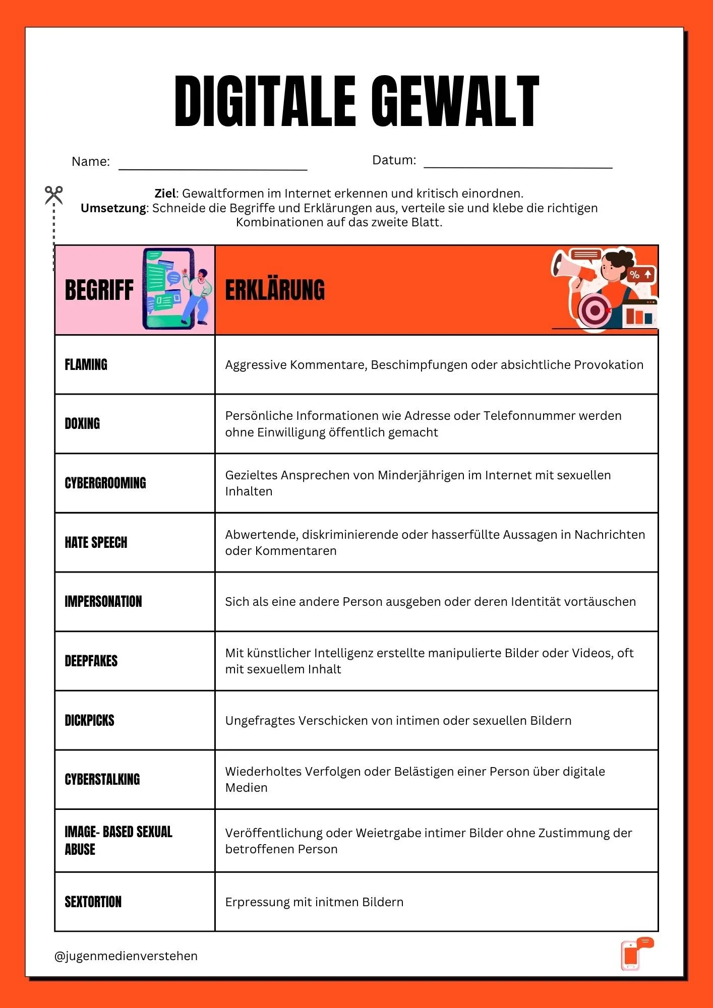 ARBEITSBLATT DIGITALE GEWALT