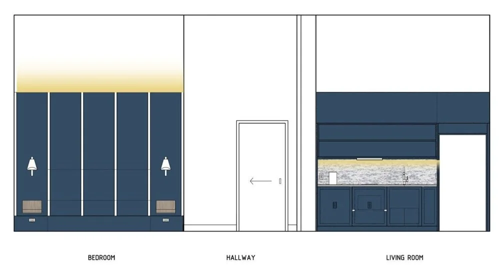 Elevation with lighting