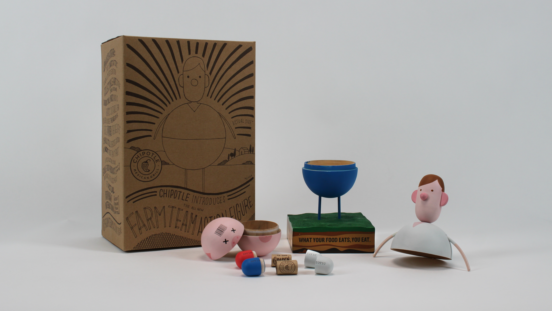 Chipotle doll pieces