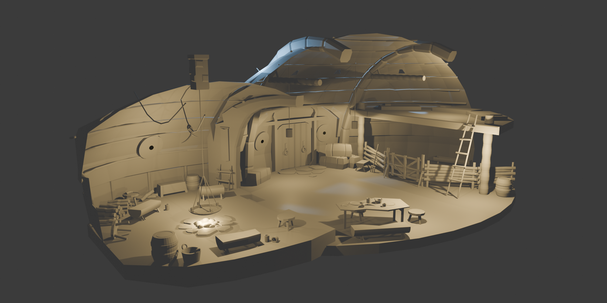 Skalbagge Longhouse Interior 3D Blockout