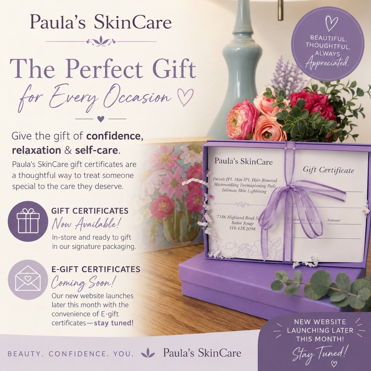 Because the best gifts aren&rsquo;t always things&hellip; sometimes they&rsquo;re confidence, relaxation, and a little time for self-care. 💜✨

Paula&rsquo;s SkinCare gift certificates are the perfect thoughtful gift for birthdays, anniversaries, Mot