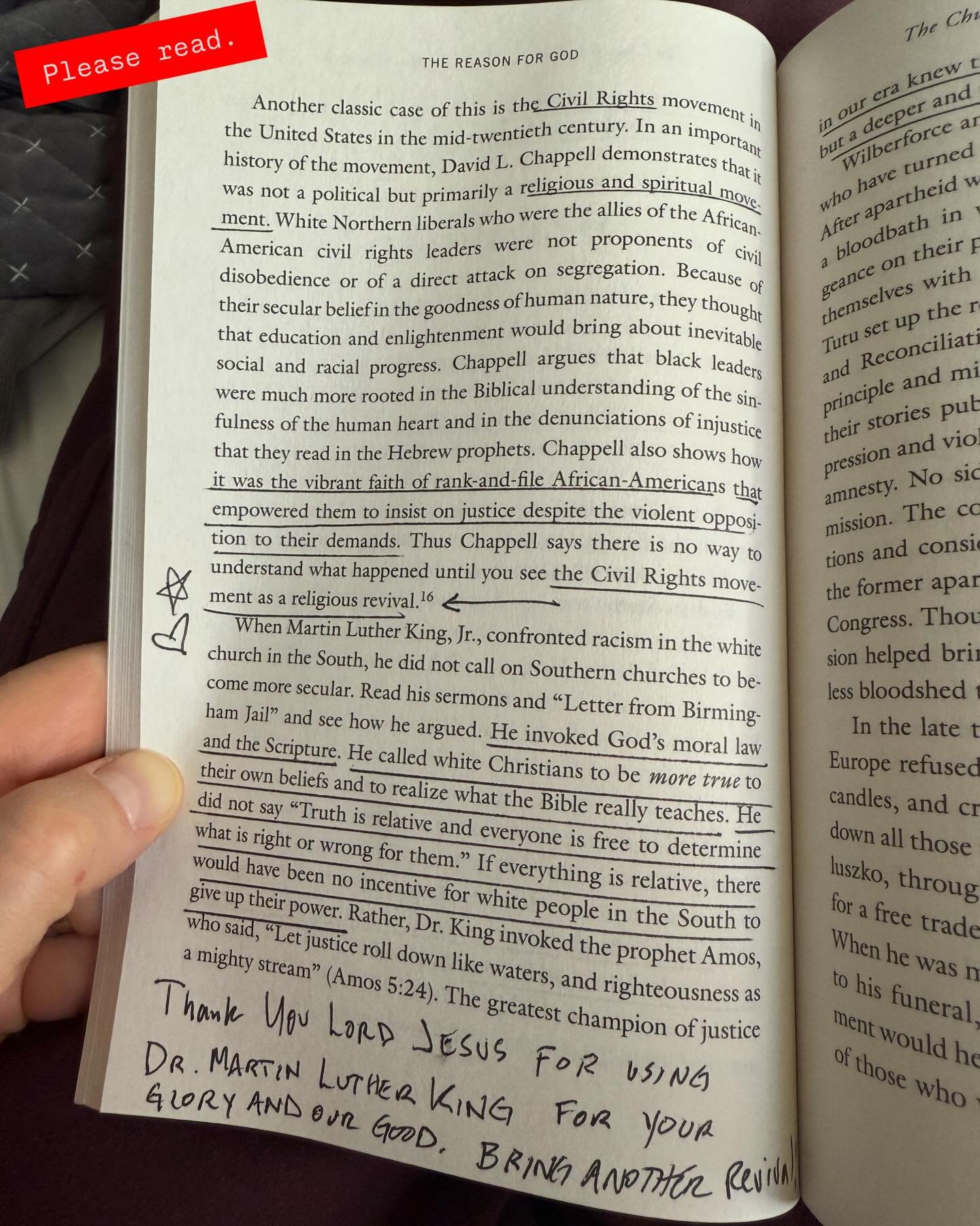 MLK was part of a REVIVAL

Please zoom in and read this excerpt from 
Reason For God by Timothy Keller as he reflects on the God of the Bible that Dr. Martin Luther King loved and served.

&ldquo;The greatest champion of justice in our era knew the a