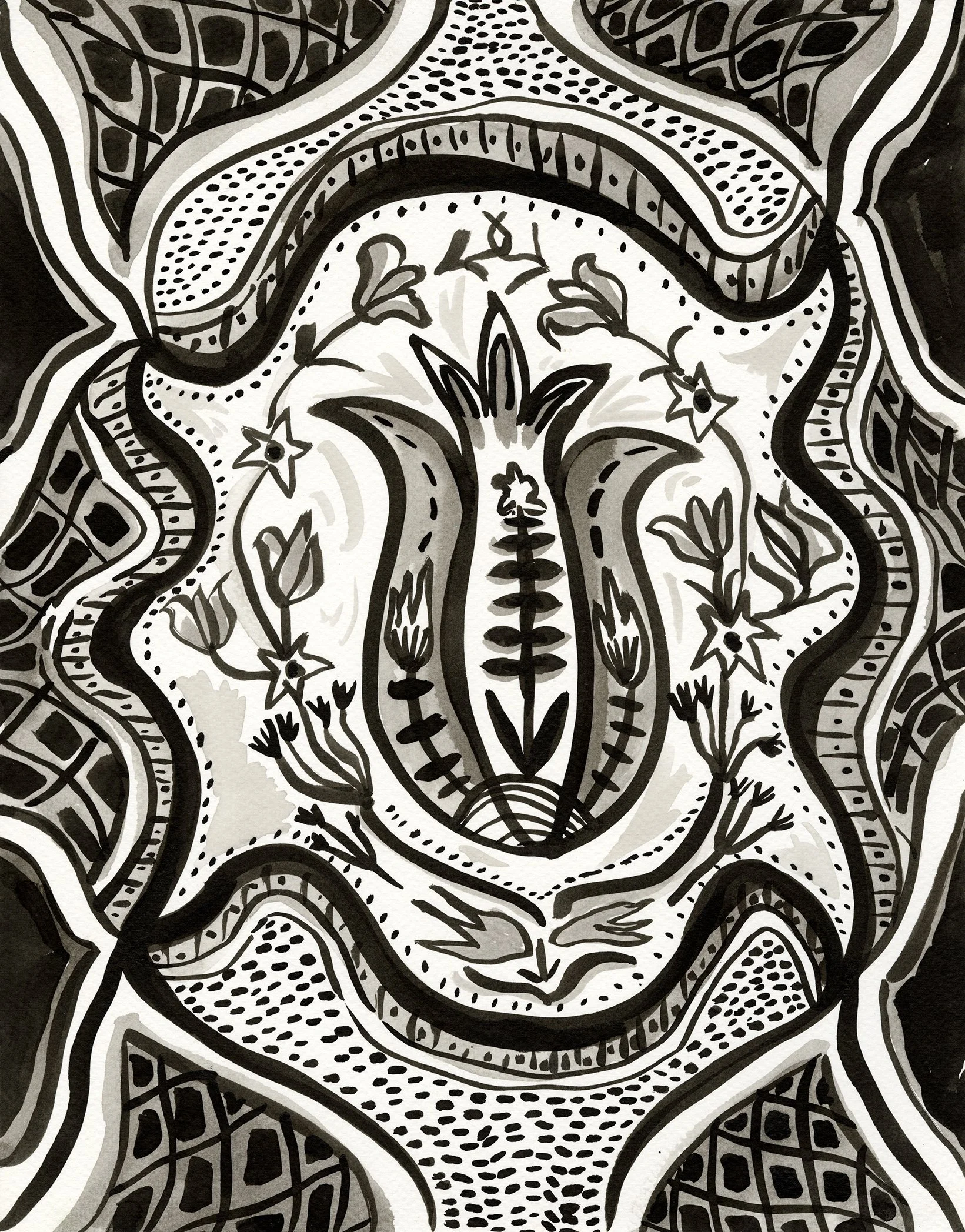 Tulip, 2021 
Ink on paper 
11 x 14 inches
Photo courtesy North Orange
