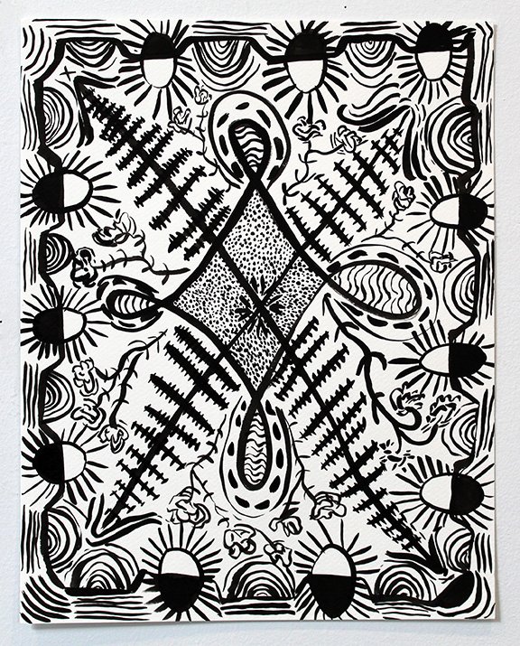 Dig Here, 2021 
Ink on paper 
11 x 14 inches
Photo courtesy the artist