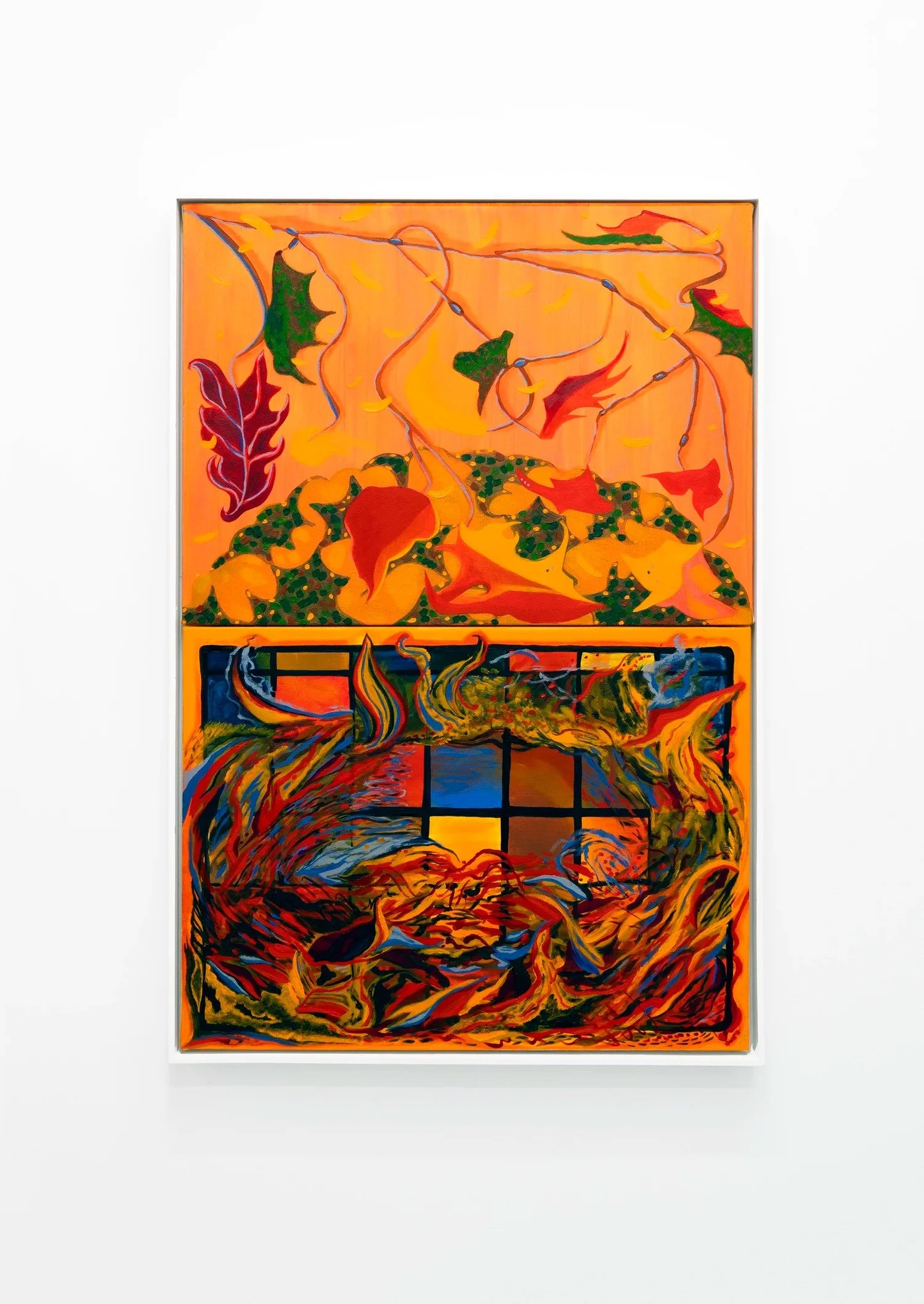 The Four Seasons: Fall, 2022
Oil on canvas and linen.
Each canvas 24 x 18 inches, Overall dimensions 24 x 36 inches.
Photo courtesy the artist.