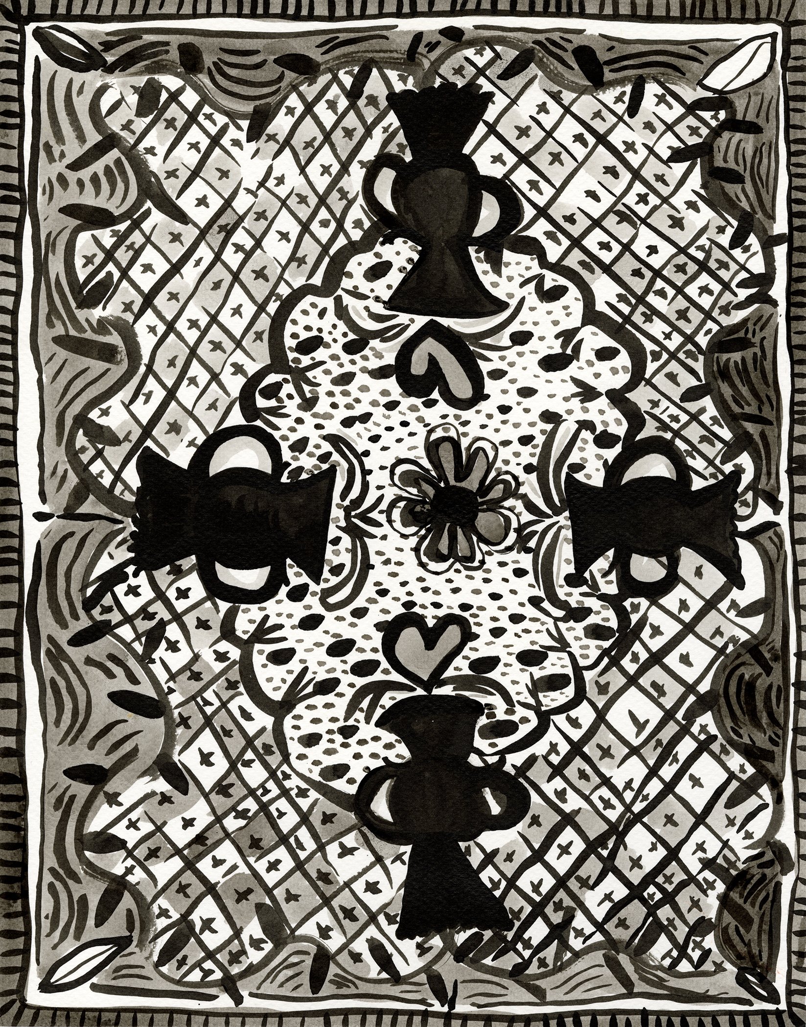 Bountiful (Runneth Over), 2024 
Ink on Fabriano paper 
14 x 11 inches
Photo courtesy the artist.