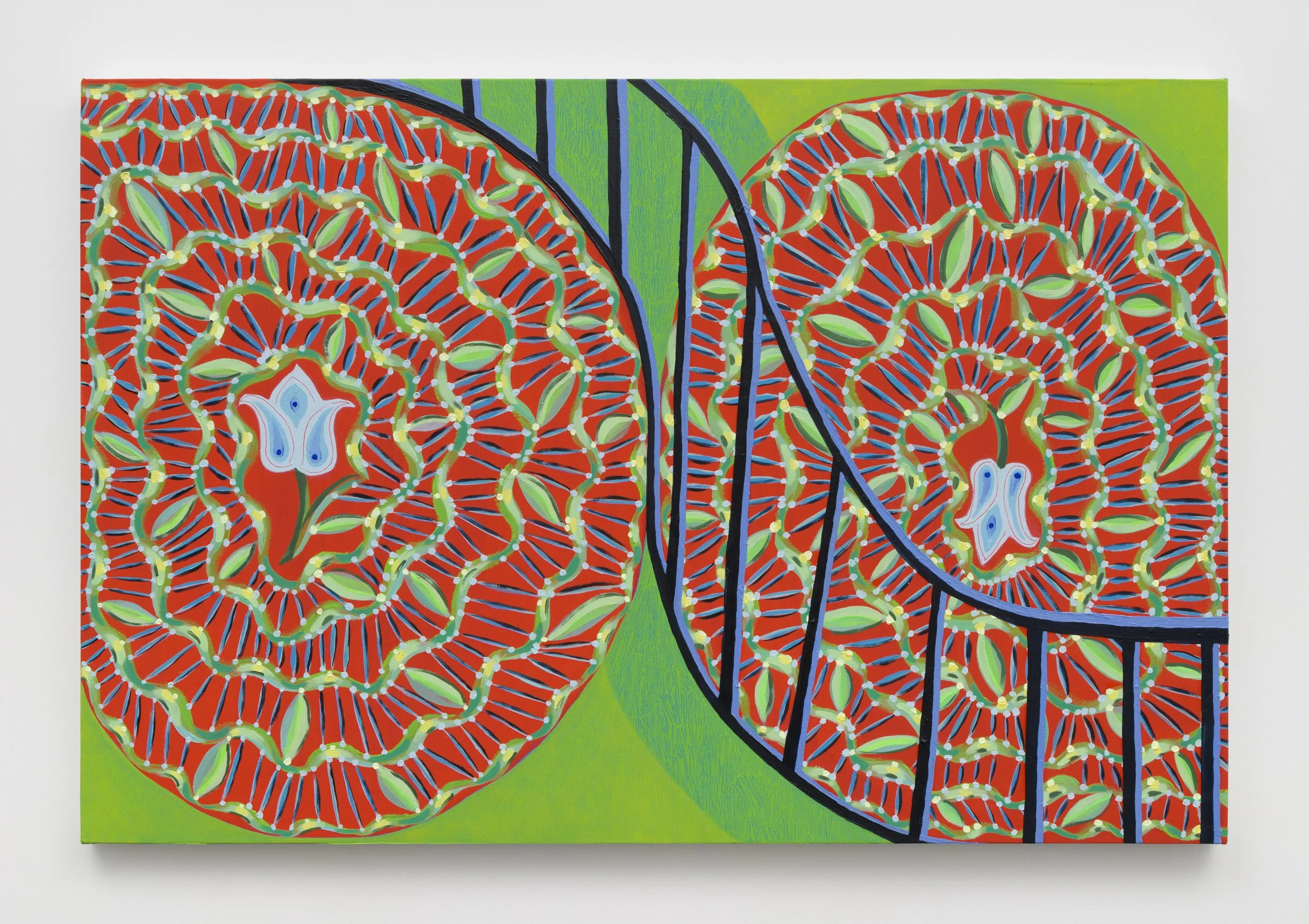 The Conversation Bench, 2024 
Oil on linen 
24 x 36 inches
Photo courtesy Charles Benton.