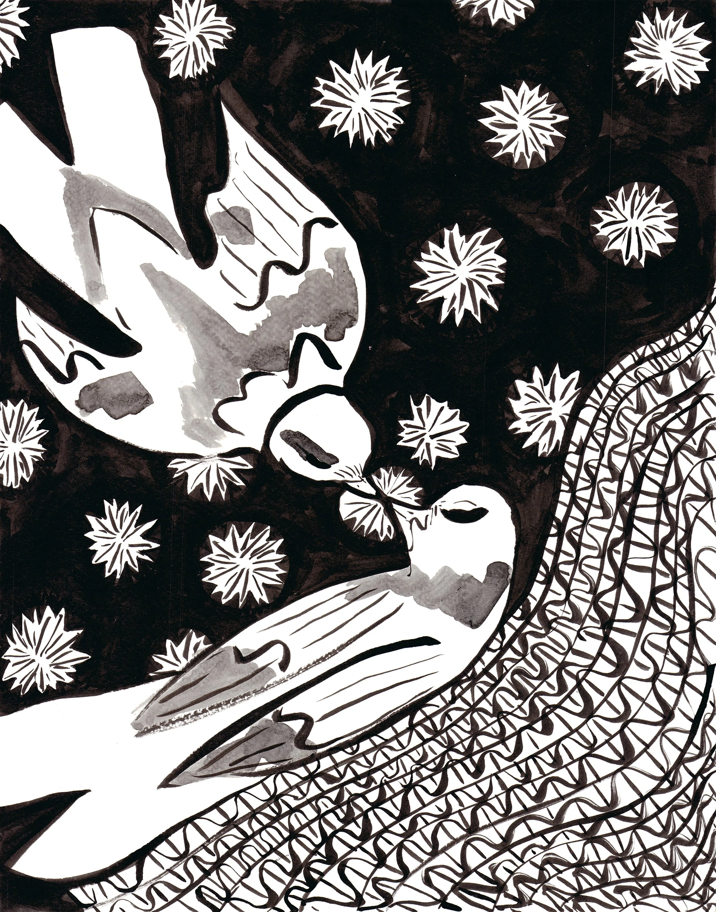 Sparks, 2021 
Ink on paper 
11 x 14 inches
Photo courtesy North Orange
