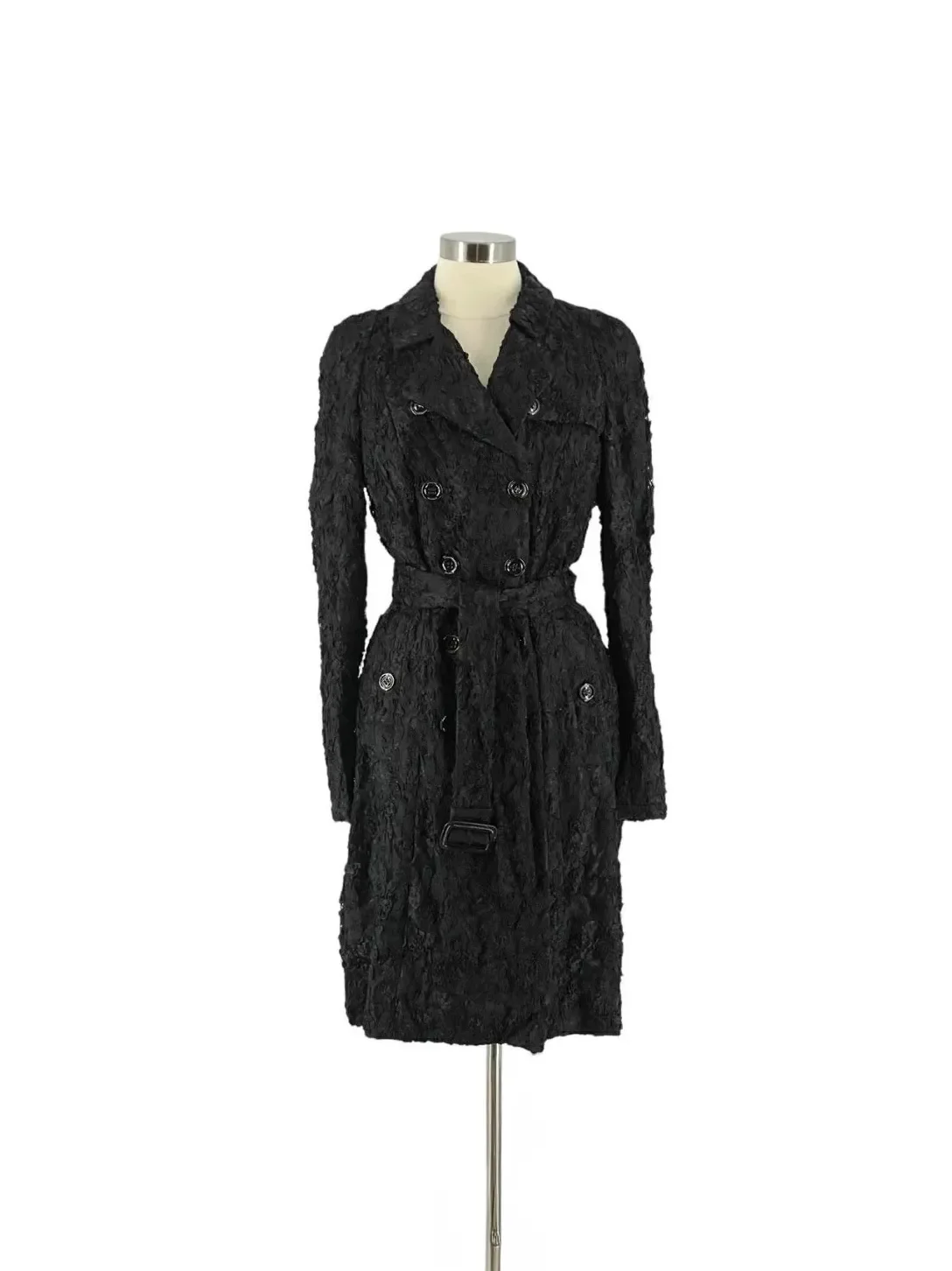 NWT Vintage Burberry Prorsum RARE Black Guipure Lace Trench Coat US10/IT46