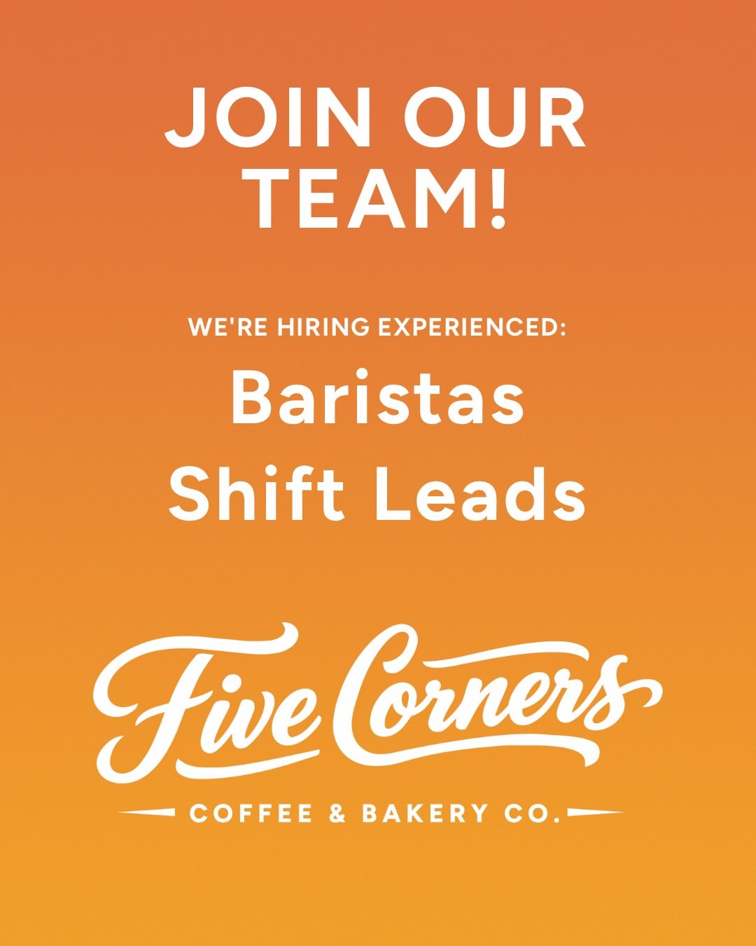 AS WE NEAR OUR FINAL HEALTH INSPECTION (🚨 SEP. 15), WE&rsquo;RE CLOSE TO FINALIZING OUR TEAM. WITH A FEW REMAINING ROLES TO FILL, IF YOU 1) HAVE THE SKILLS AND 2) THE DRIVE TO MAKE OUR COMMUNITY CAF&Eacute; &amp; BAKERY A LANDMARK IN BANKERS HILL, W