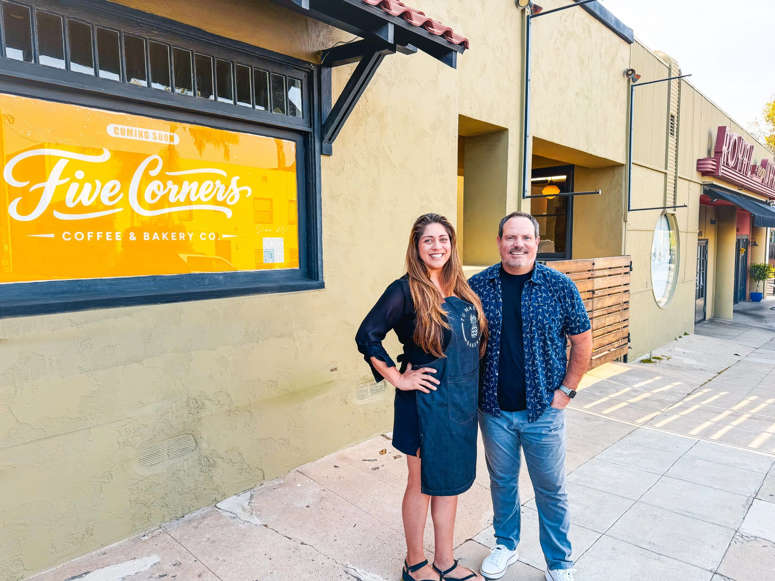 Photo of Sarah Salcedo and David Ferriot of Five Corners Coffee & Bakery Co.