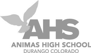 Logo with an eagle, large letters 'AHS', and the text 'Animales High School, Durango Colorado'.