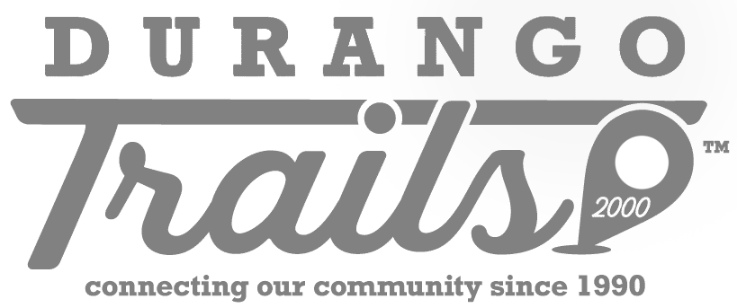 Durango Trails logo with text 'connecting our community since 1990' and the year '2000' within a circular shape.