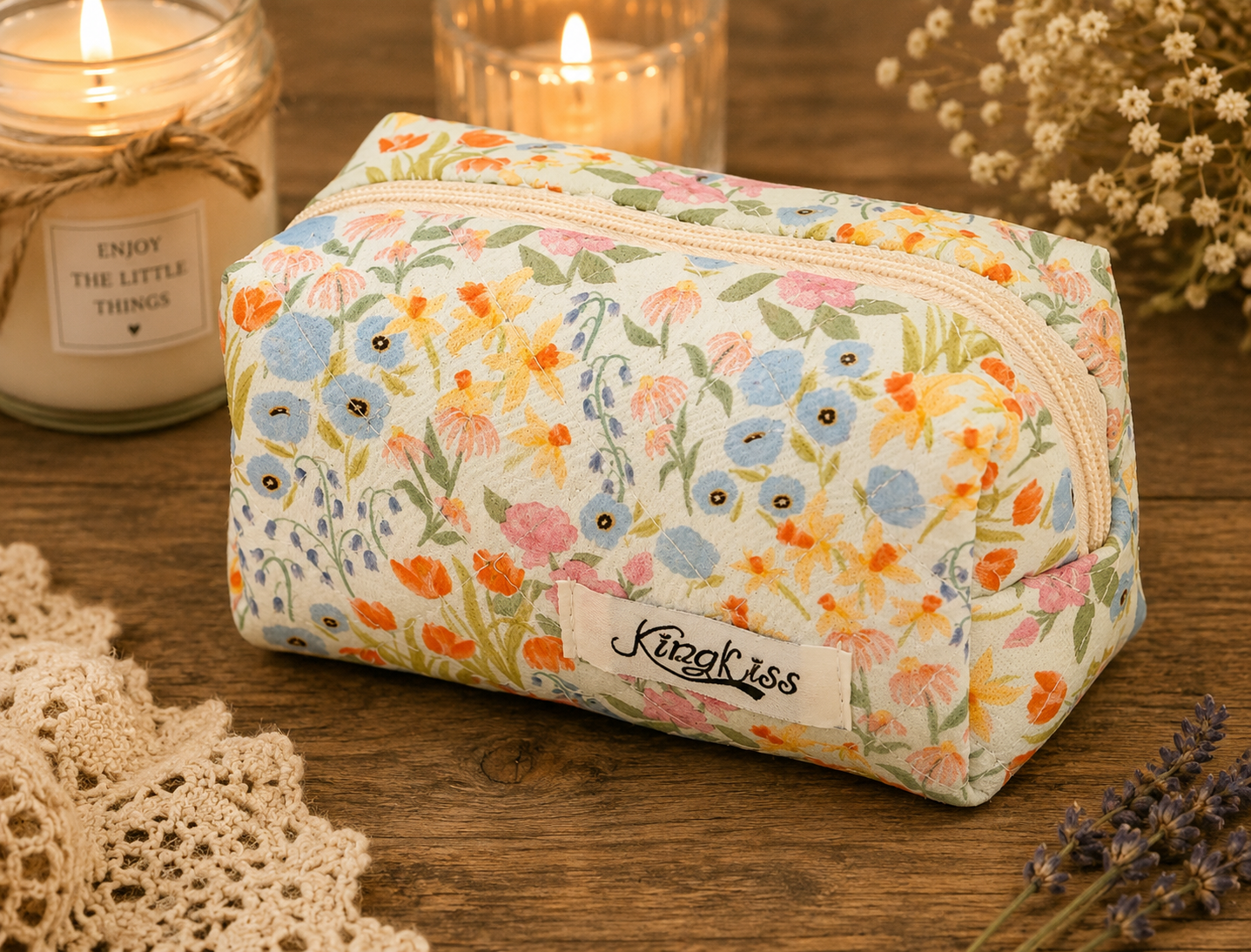 Pastel Color Floral Cosmetic Bag ,Small Makeup Pouch, Skincare Bag,  Lipstick Bag, Wallet, Storage Bag, Multi-Functional Storage Bag For Cosmetics