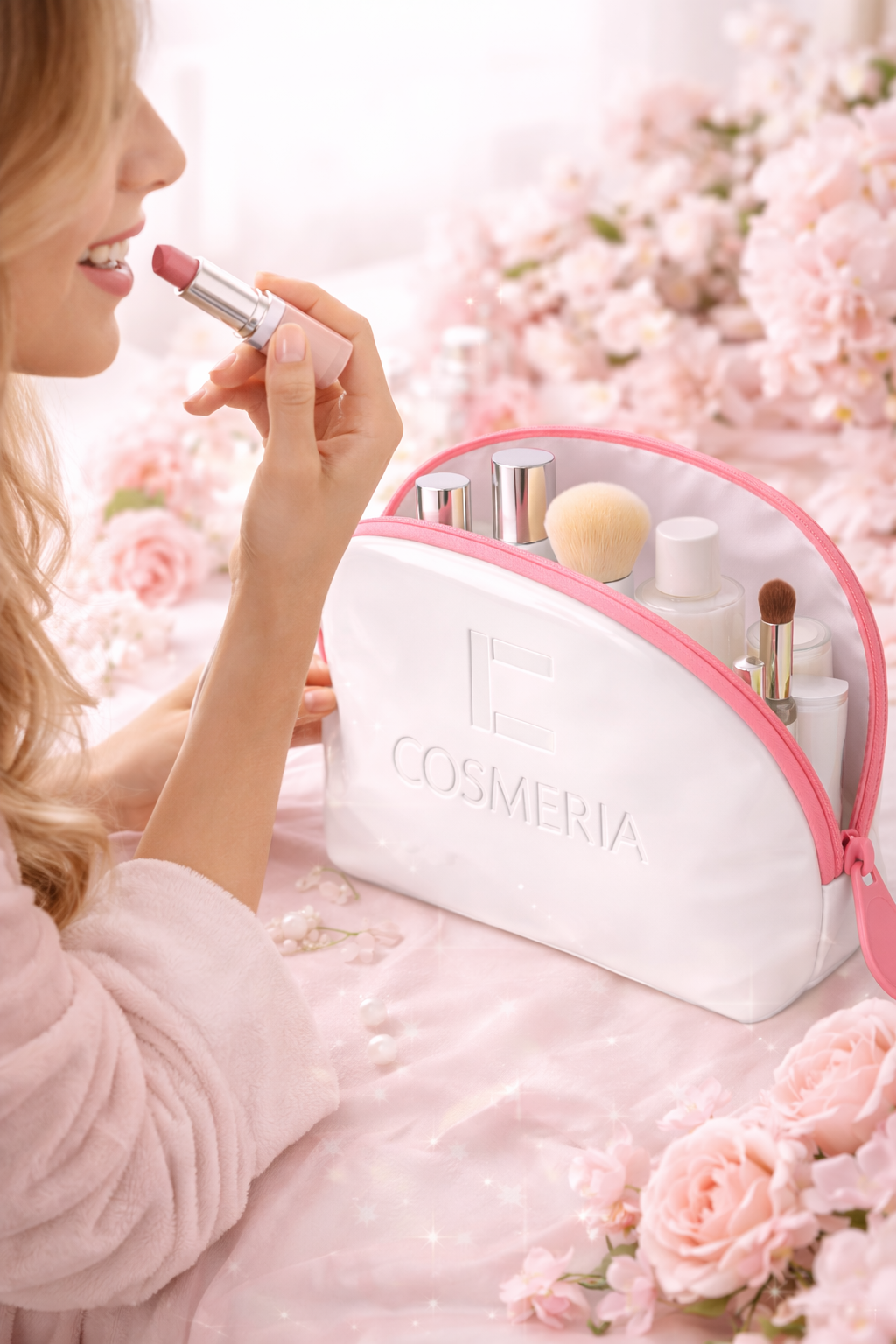 The Patent Hot Pink Trim Cosmetics bag