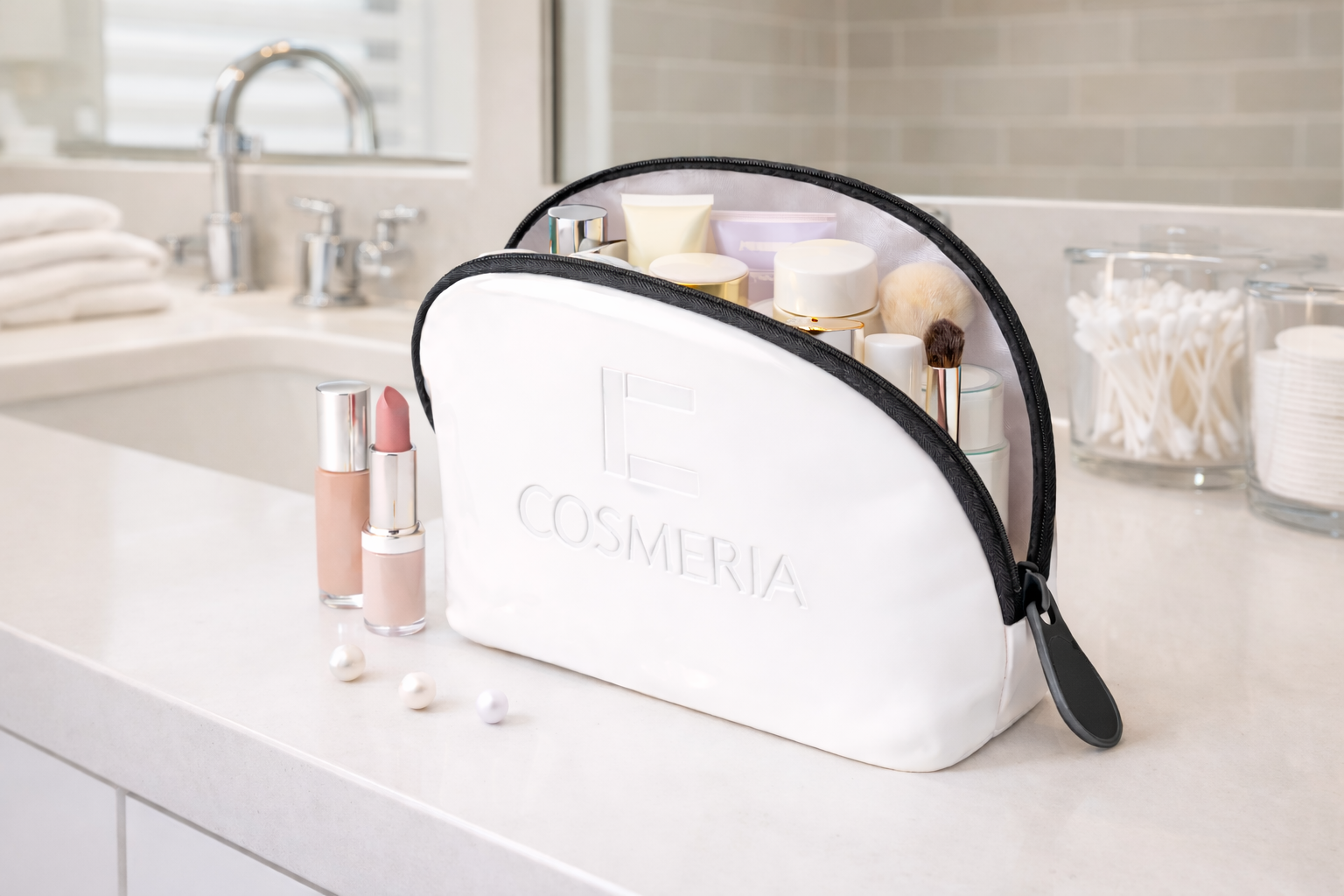 The Patent Black Trim Cosmetics bag